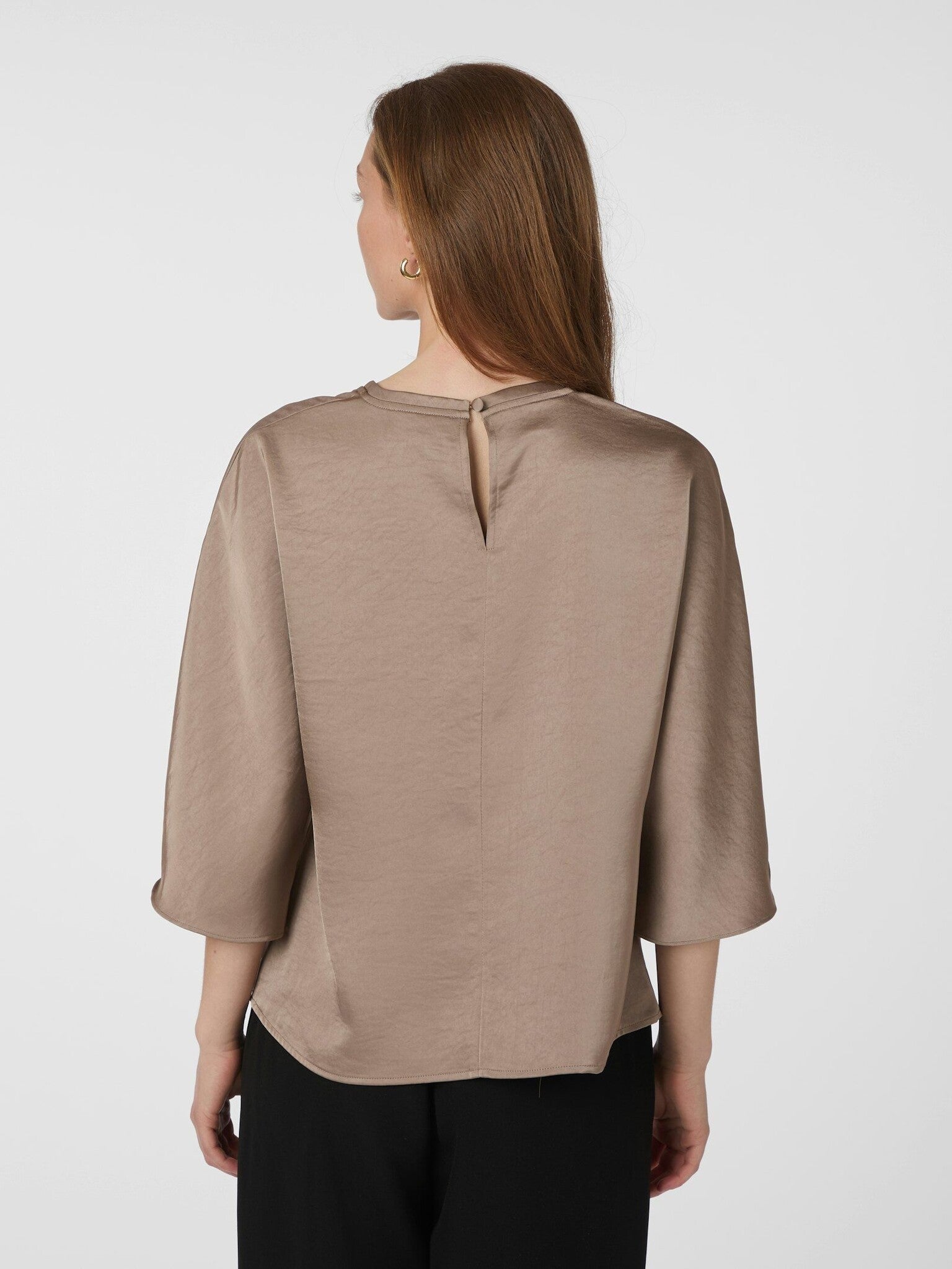 Liora Heavy Sateen Blouse - Dark taupe