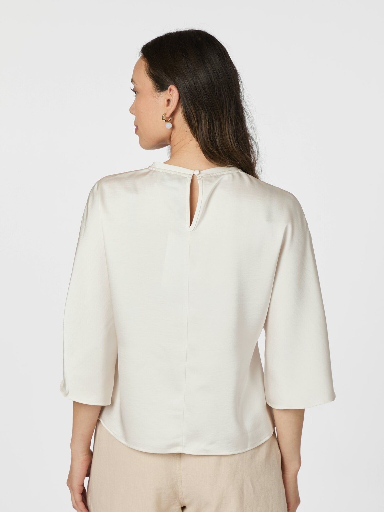 Liora Heavy Sateen Blouse - Pearl