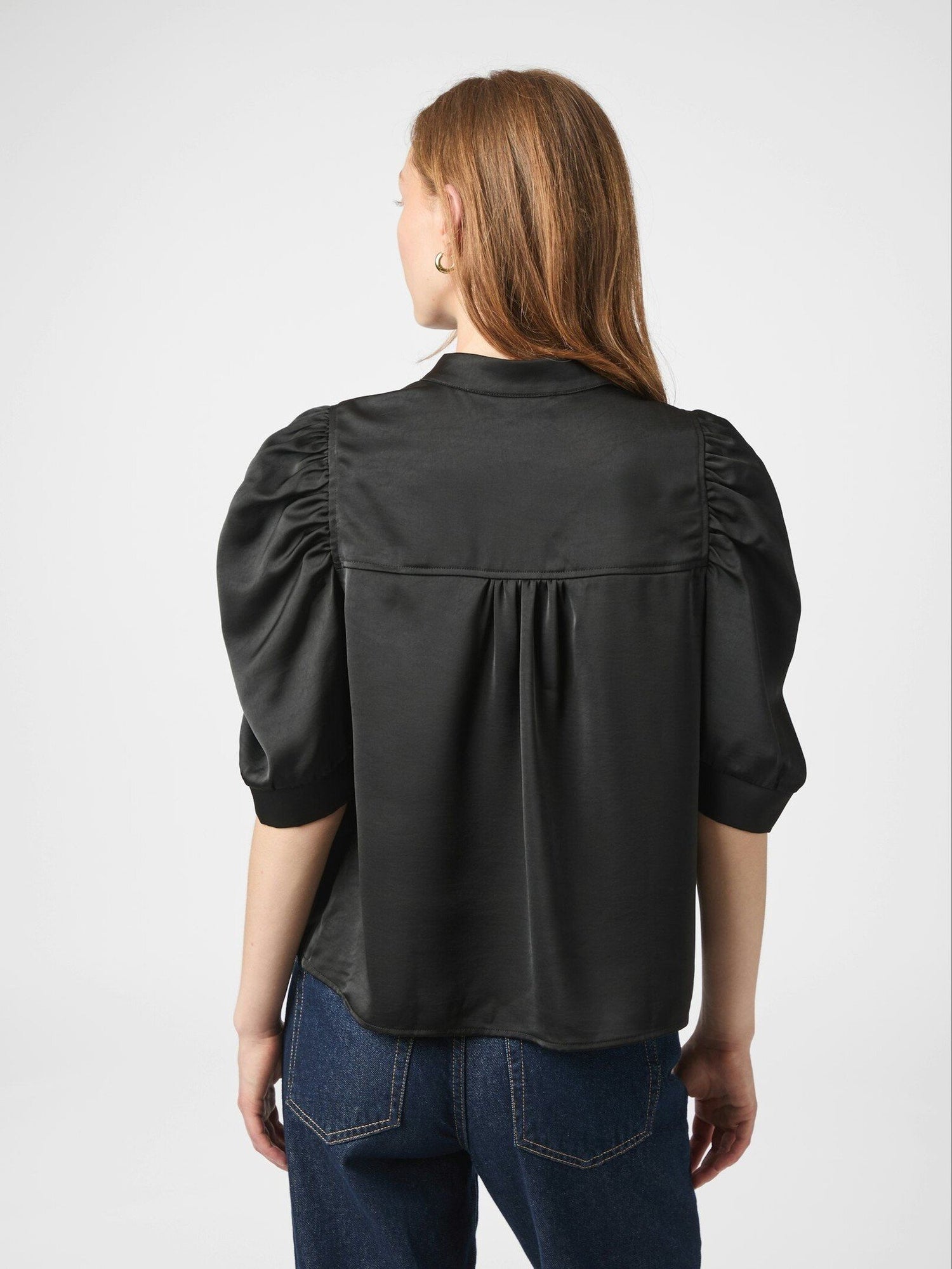 Roella Heavy Sateen Blouse - Black