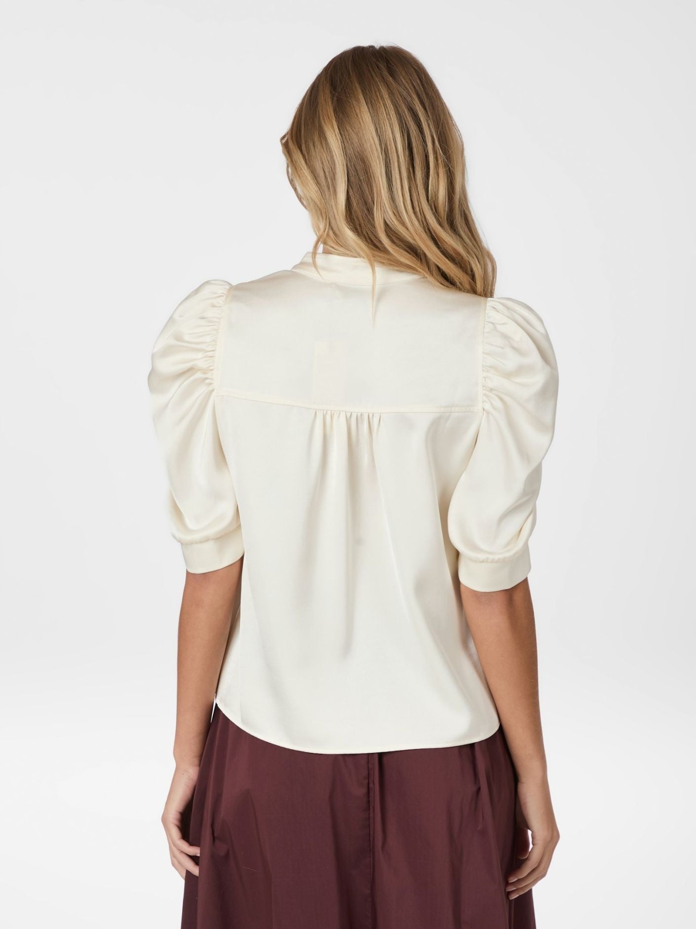 Roella Heavy Sateen Blouse - Pearl