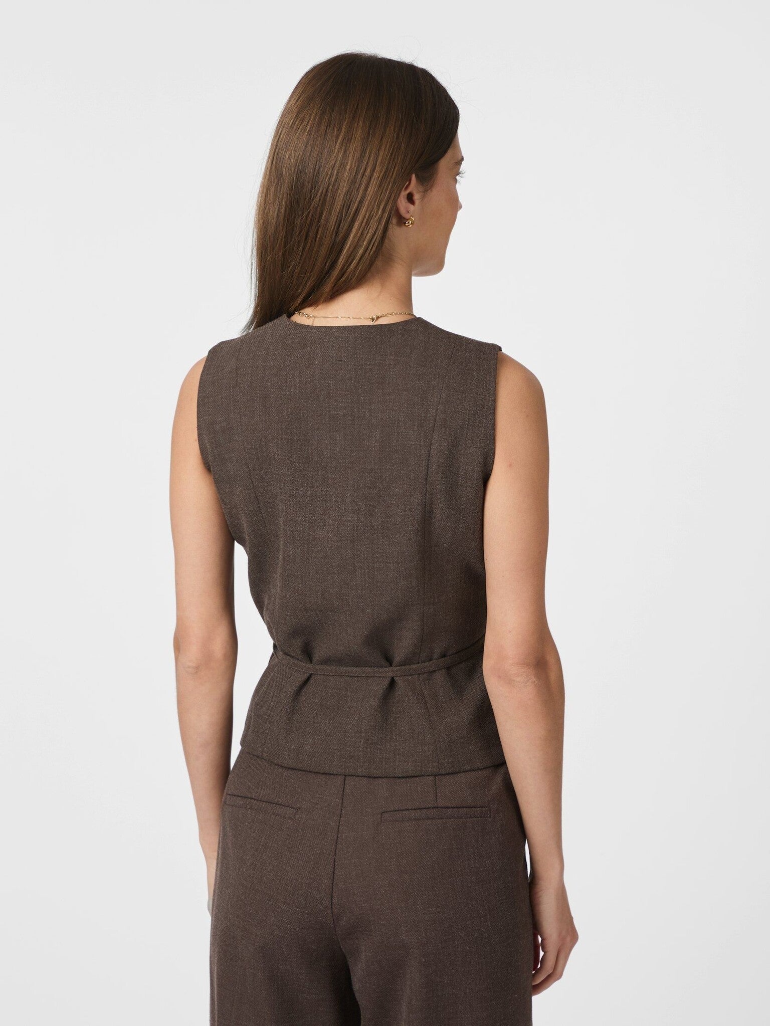 Samara Melange Waistcoat - Brown Melange