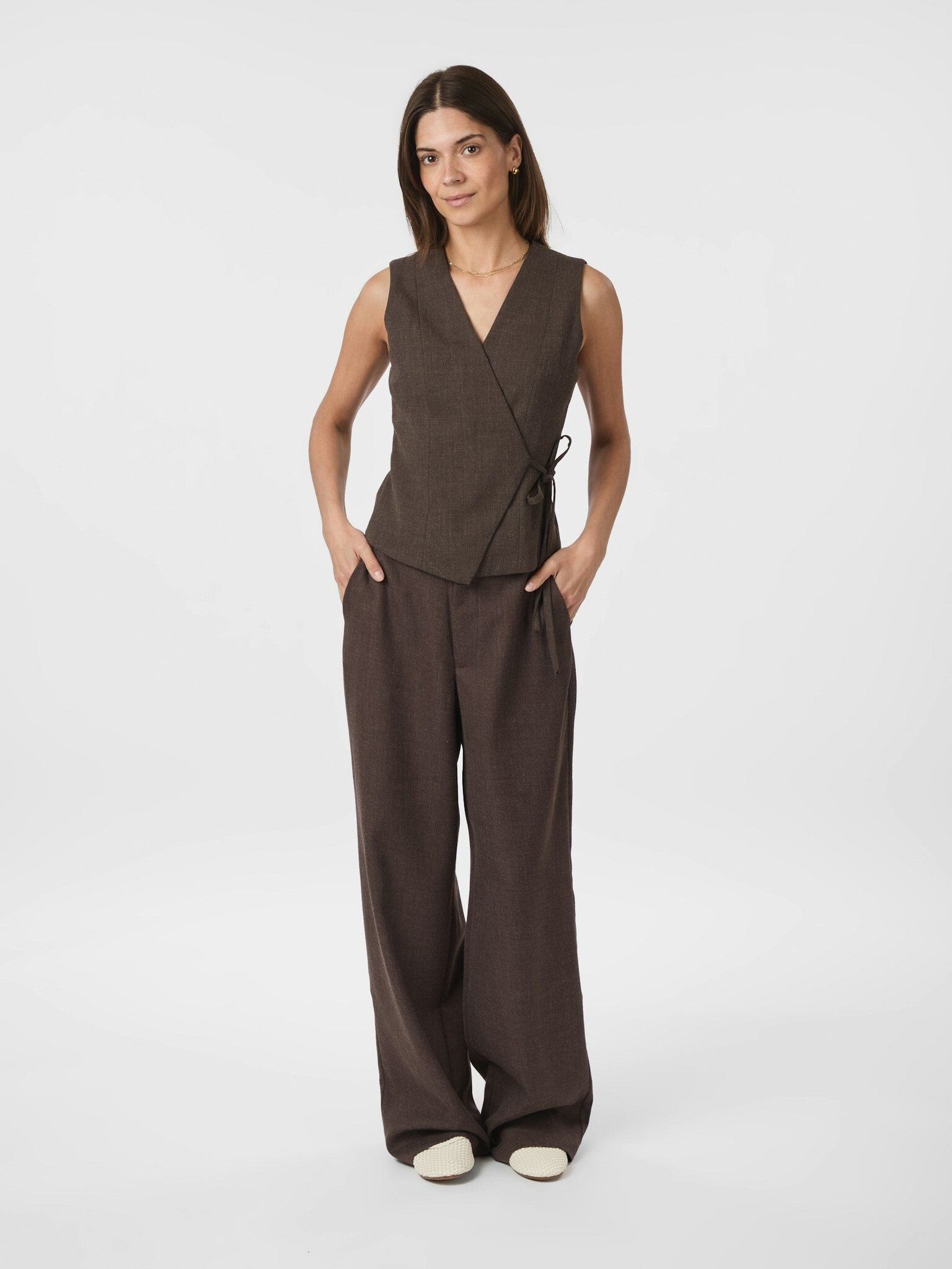 Samara Melange Waistcoat - Brown Melange