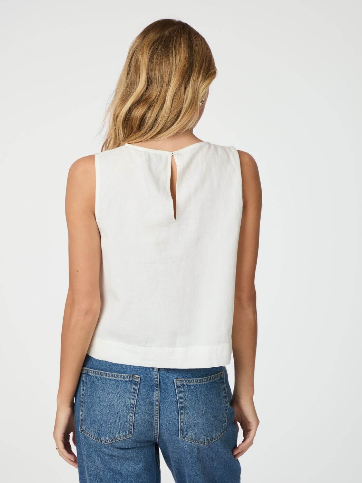 svetlana linen top - White