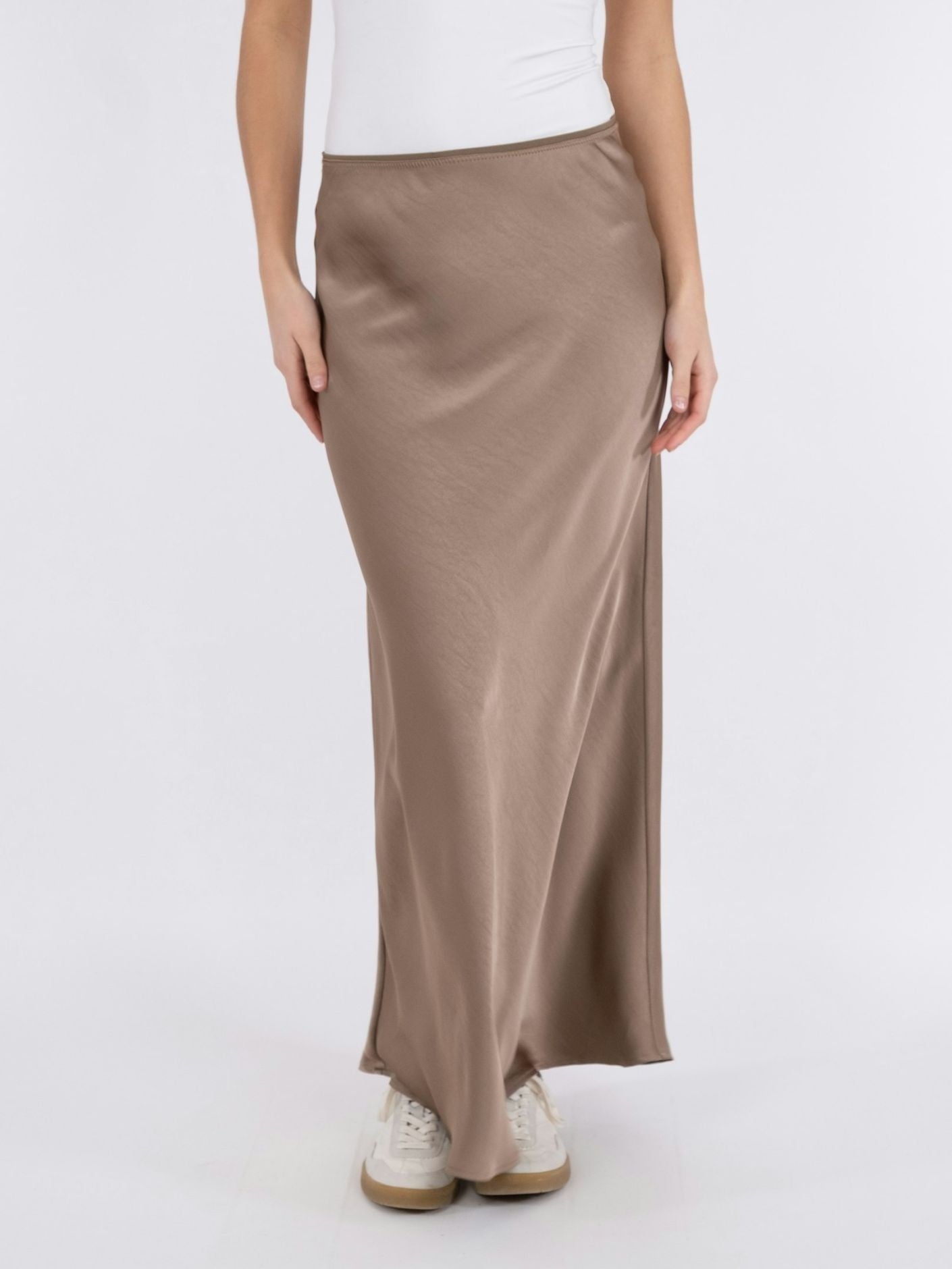 Vicky heavy sateen skirt - Dark Taupe