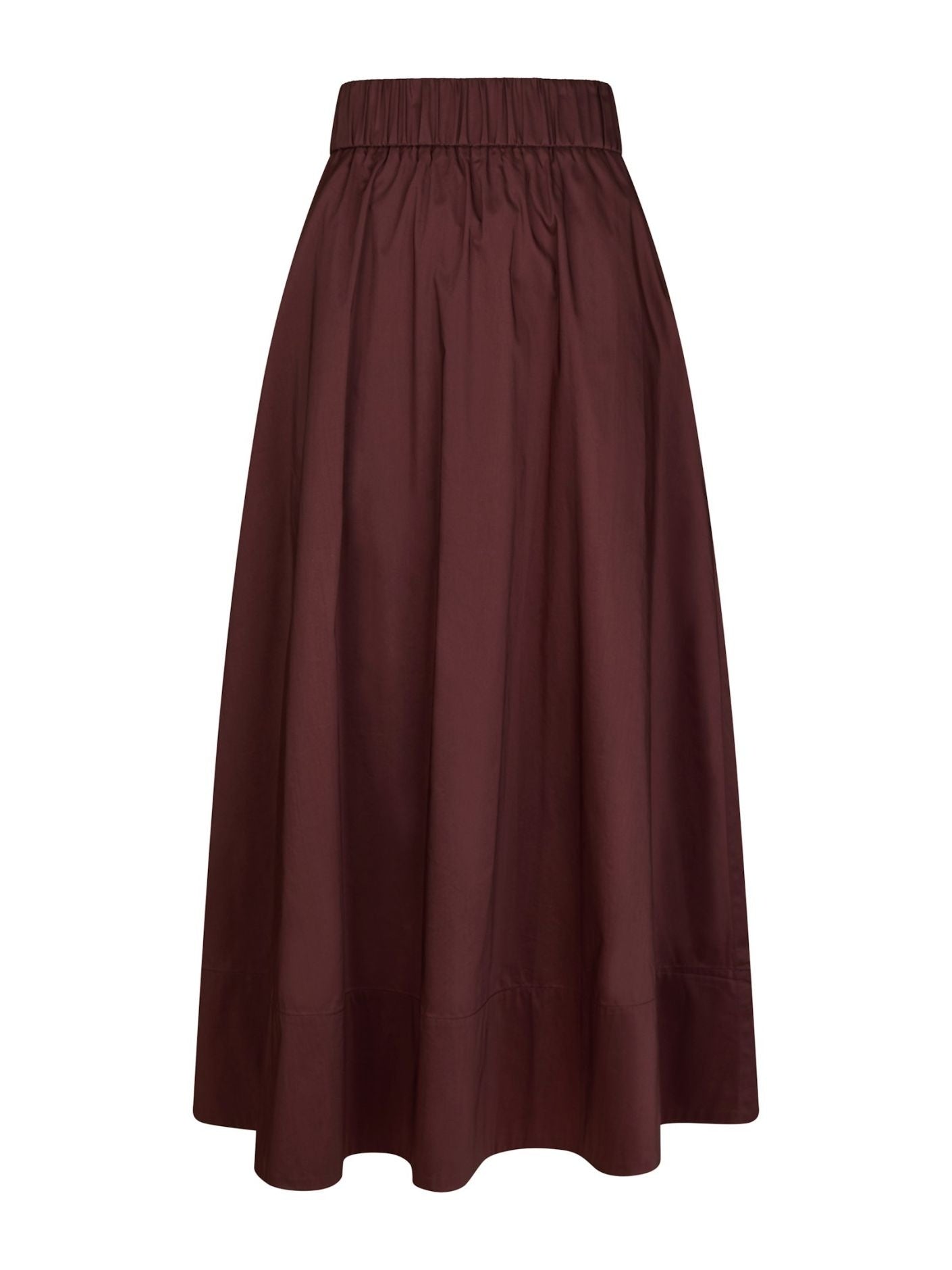 Yara Long Poplin Skirt - Burgundy