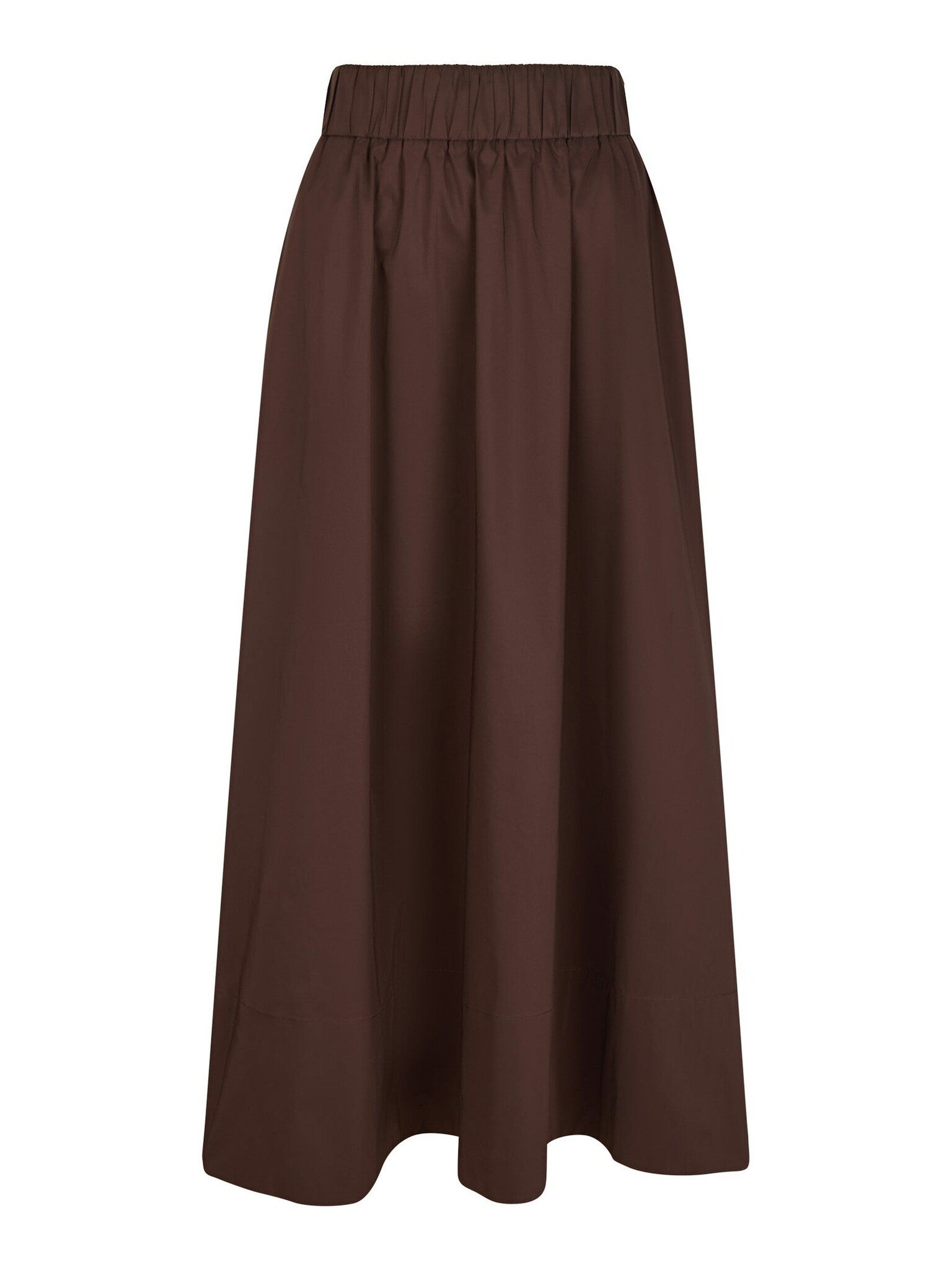 Yara Long Poplin Skirt - Chocolate Brown