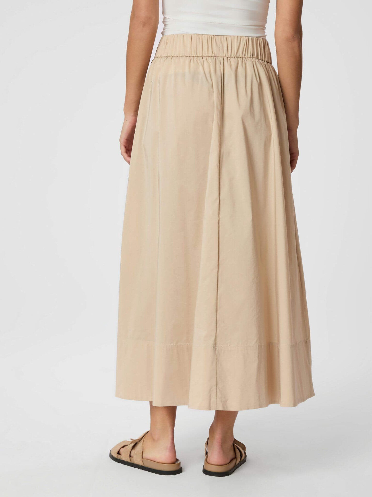 Yara Long Poplin Skirt - Dark Sand