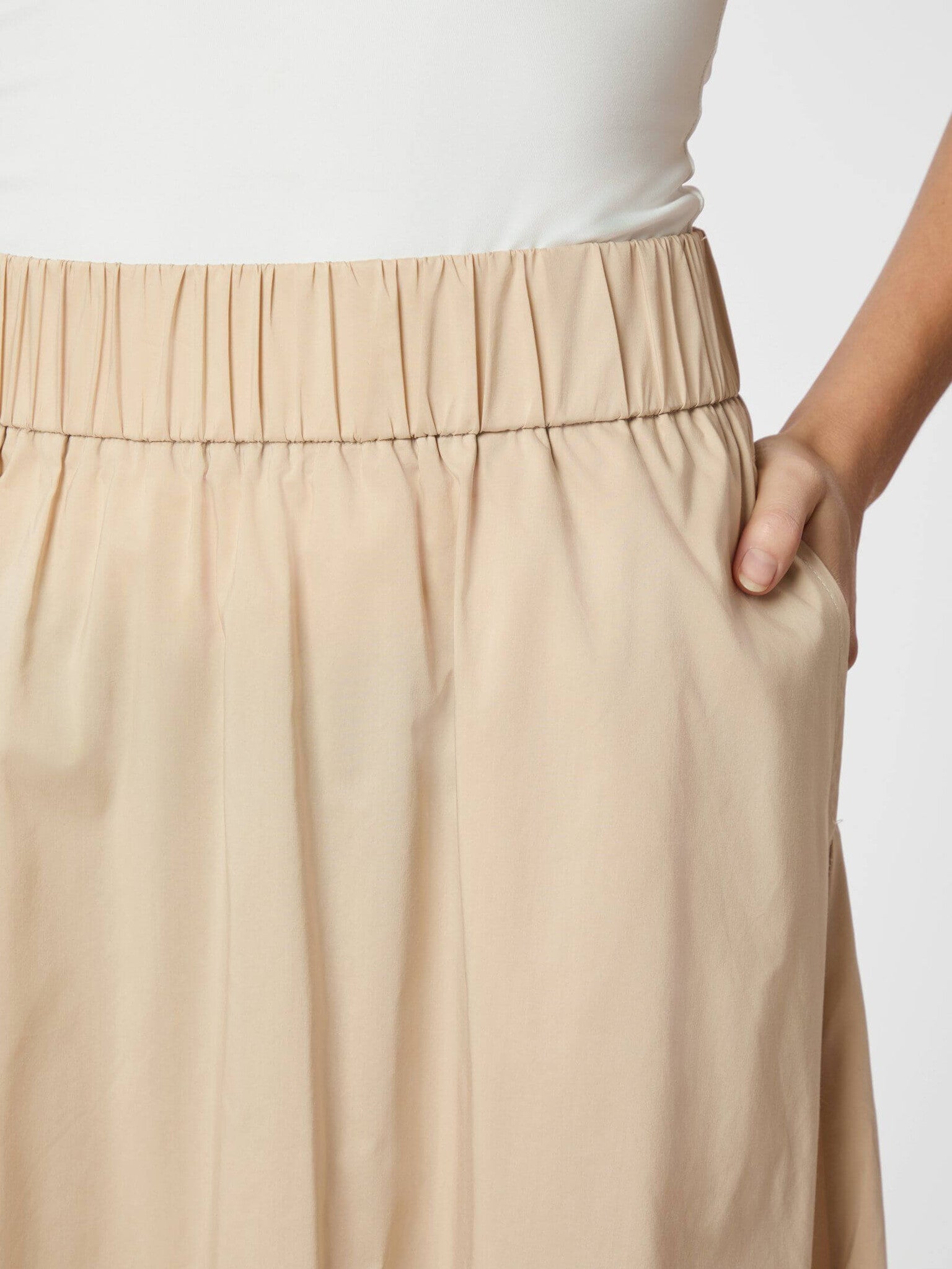 Yara Long Poplin Skirt - Dark Sand