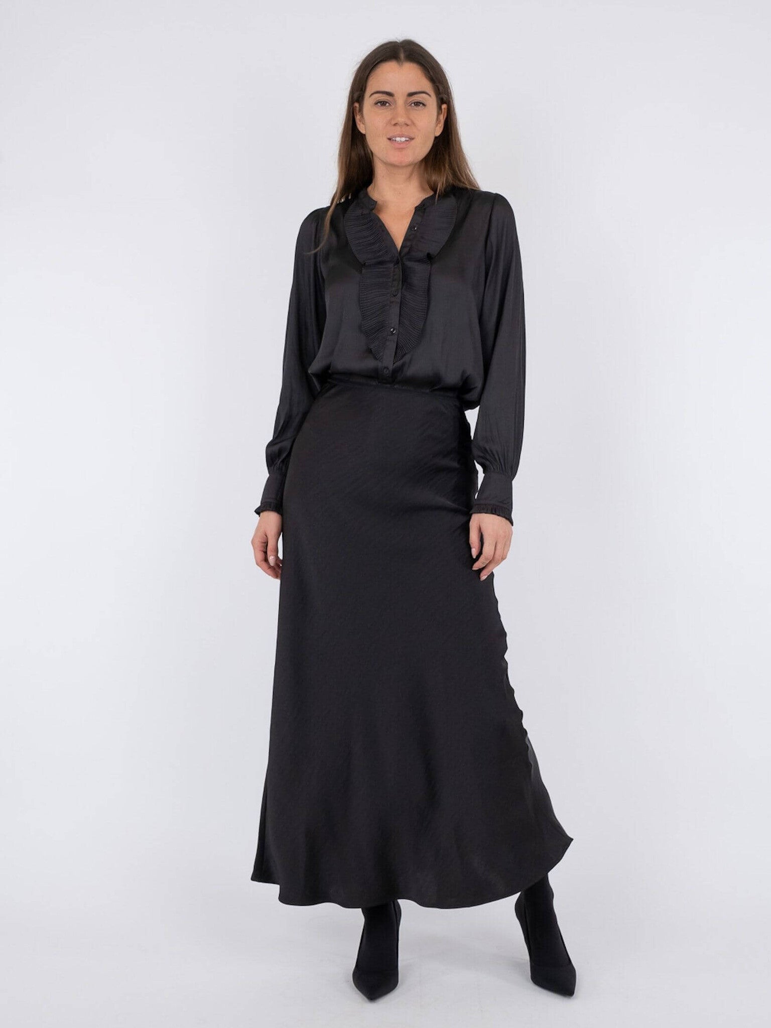 Vicky heavy sateen skirt - Black