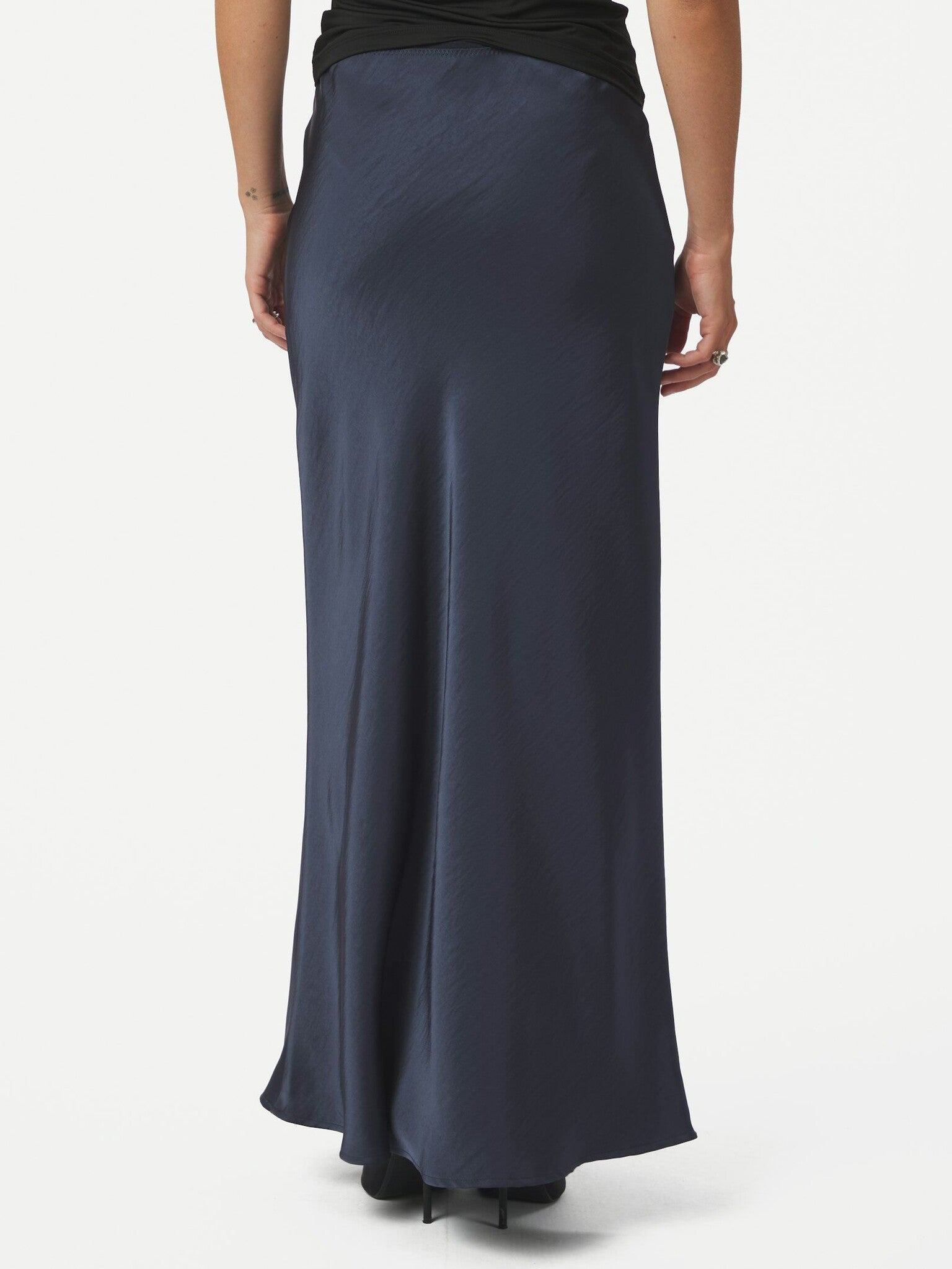 Vicky heavy satin skirt - Midnight Blue