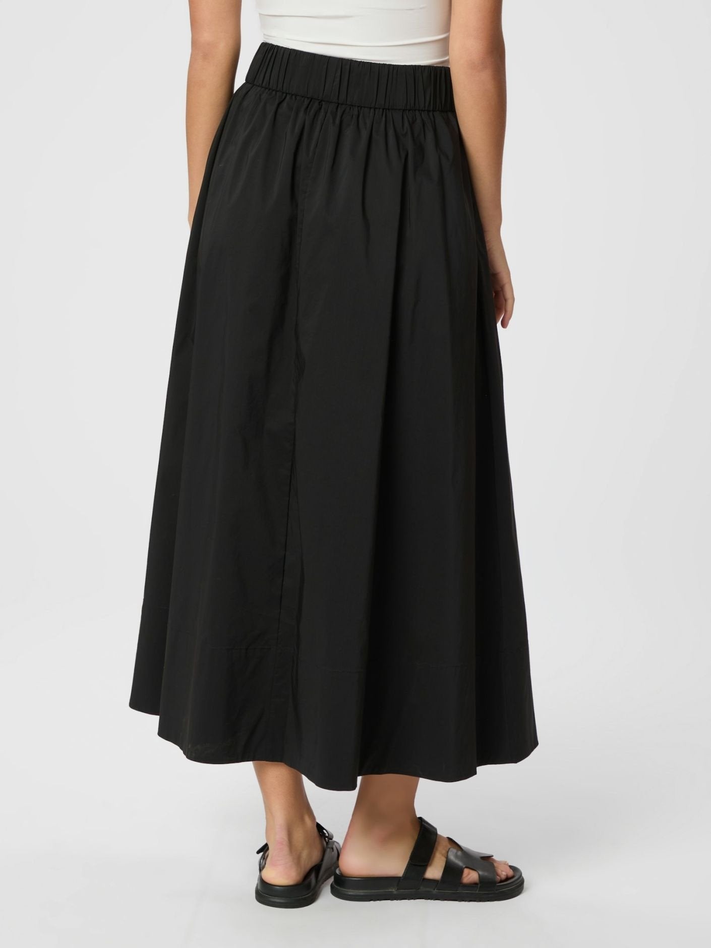 Yara Long Poplin Skirt - Black