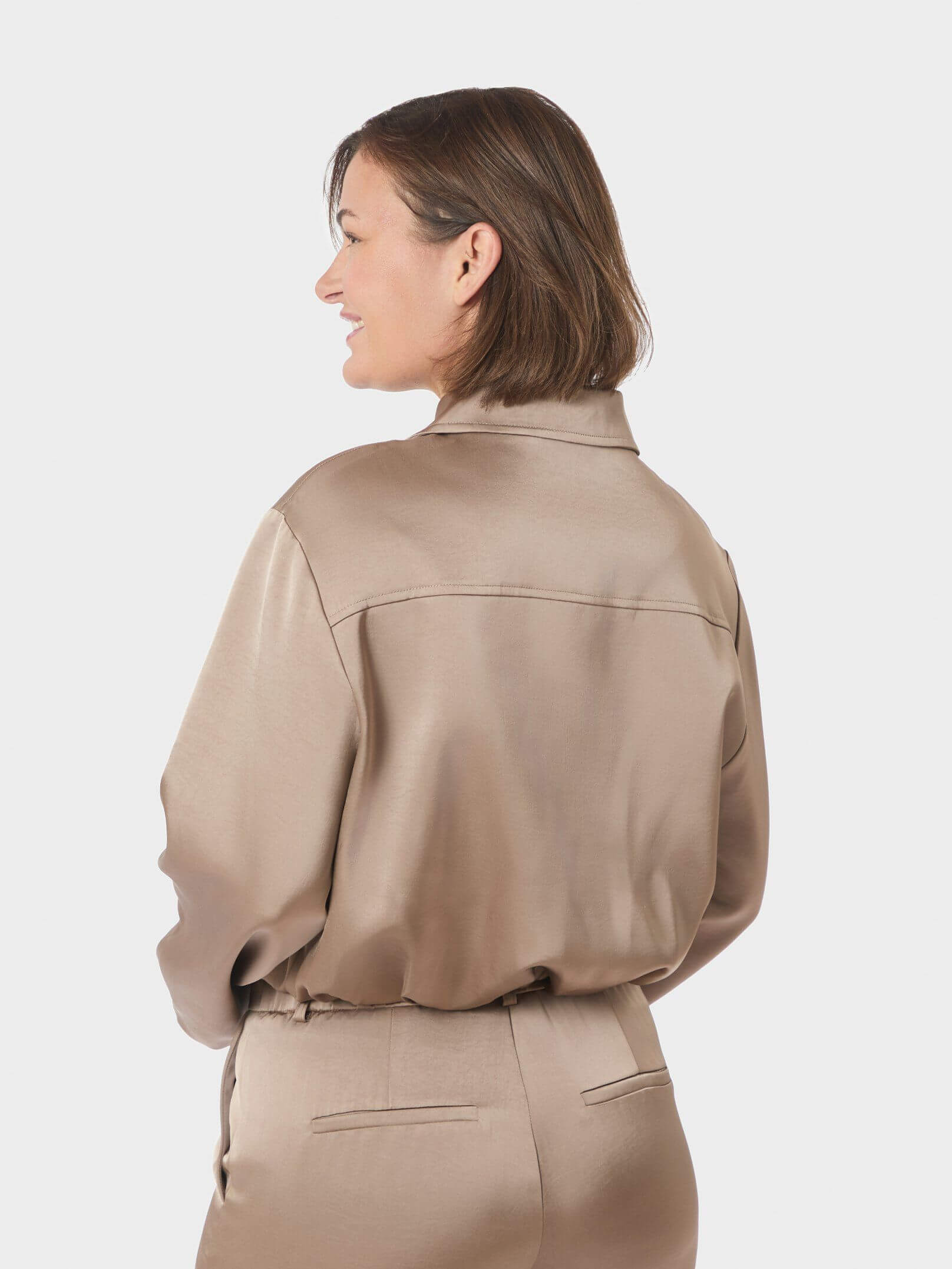 Denielle Heavy Sateen Jacket - Dark Taupe