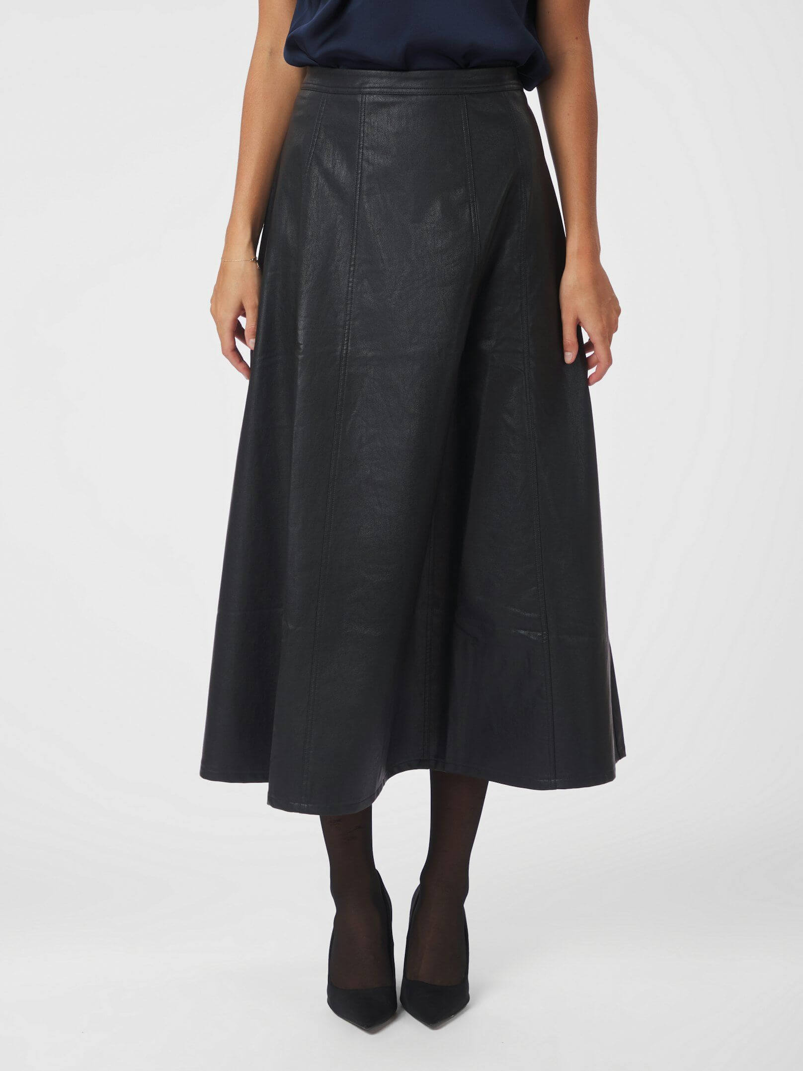 Raya Faux Leather Skirt - Black