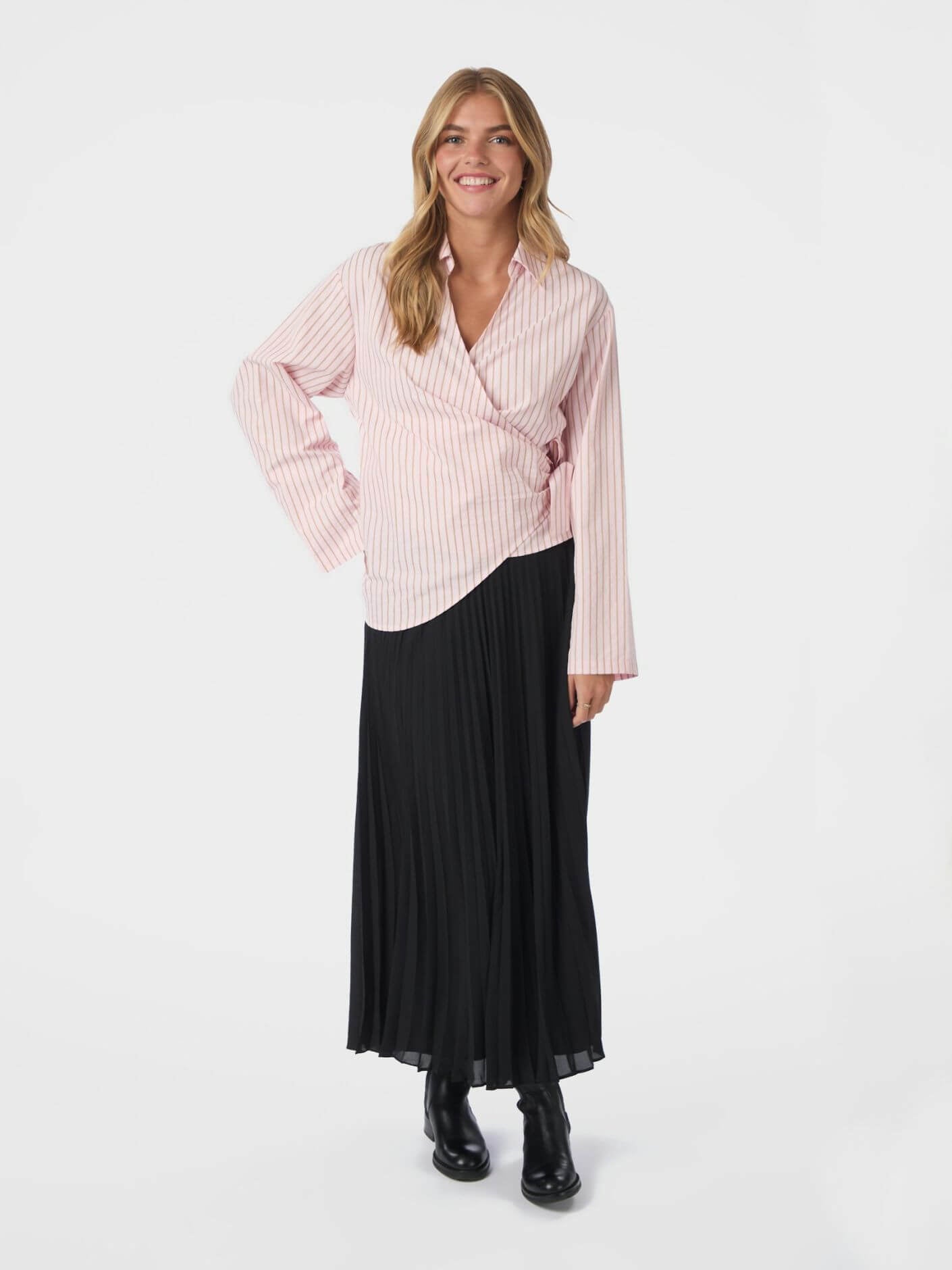 Tifuna Stripe Wrap Shirt - Light pink