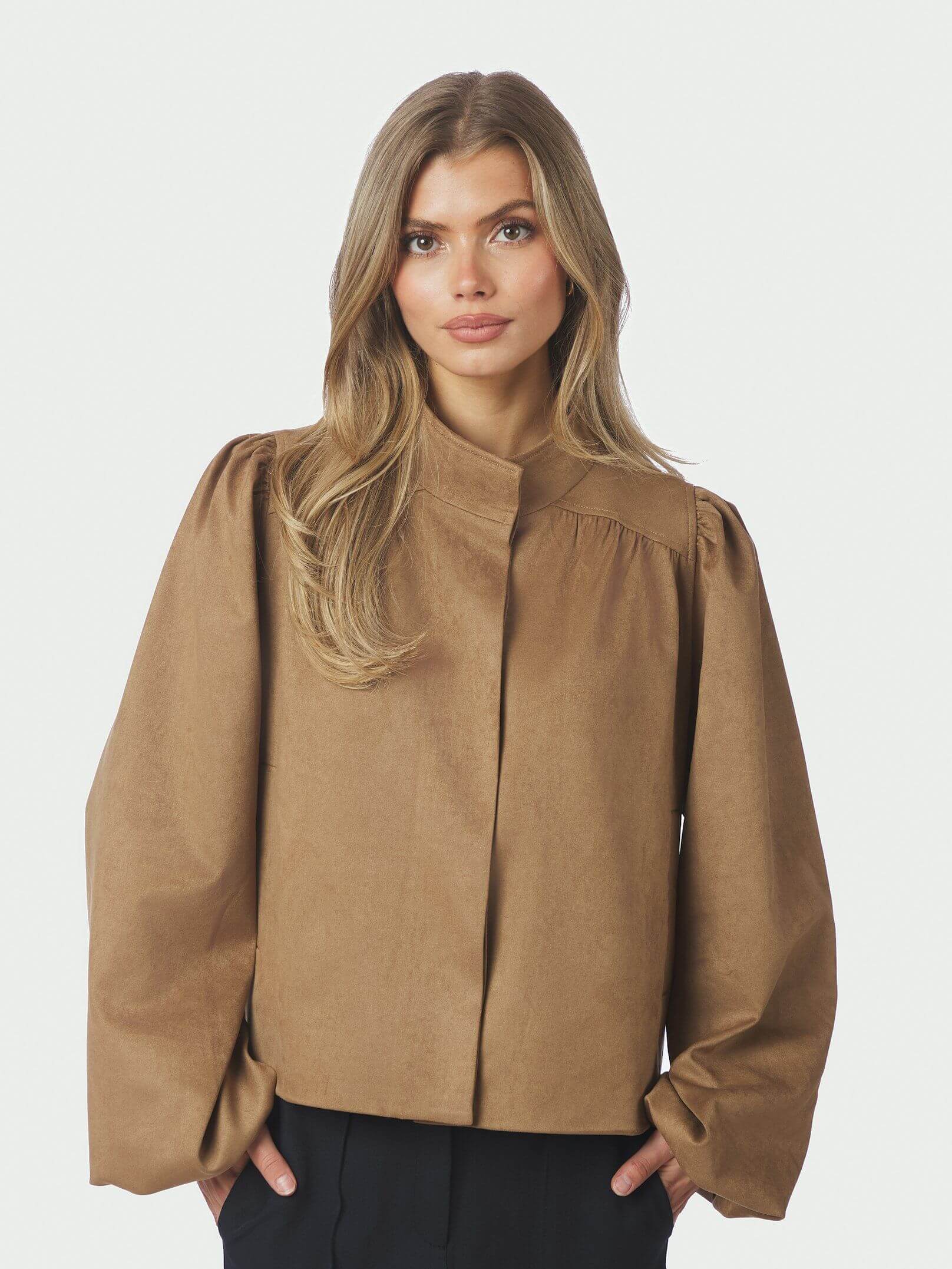 Tirsa Faux Suede Jacket - Cognac