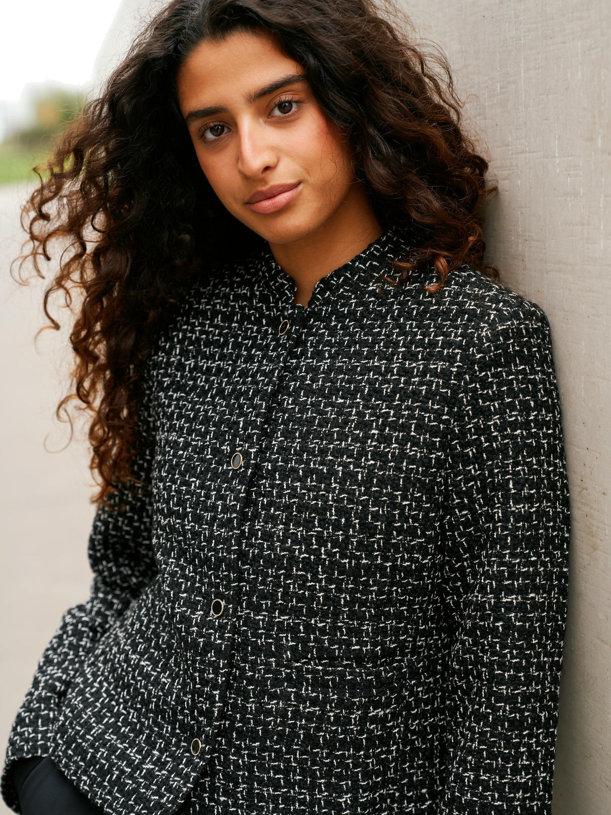 Denisa Boucle Jacket - Black