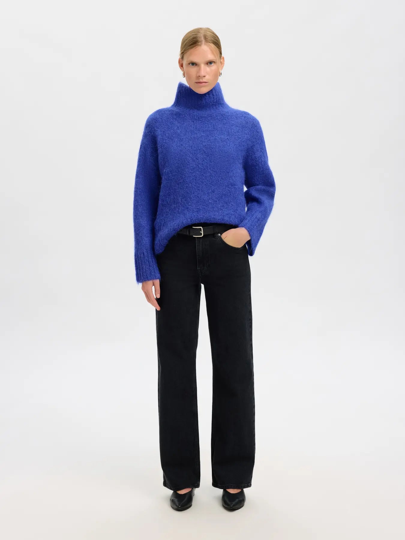 SLFgabriella LS Knit High Neck - Dazzling Blue