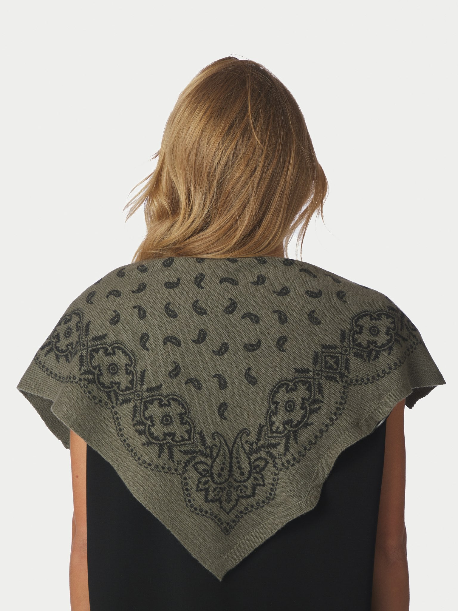 Adelina Paisley Knit Scarf - Army