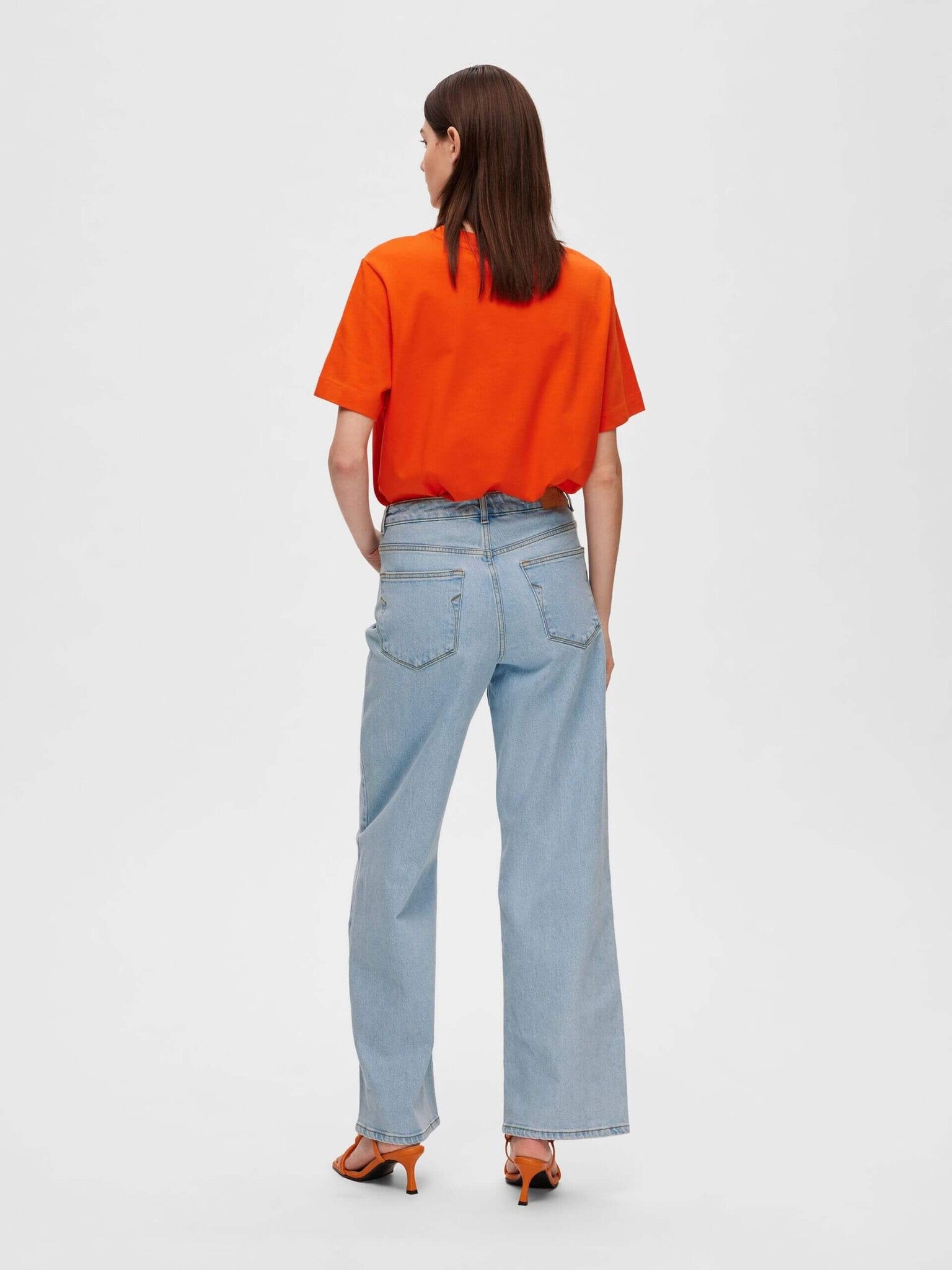 SLFAlice HW Wide Lon Sky - Light Blue DENIM