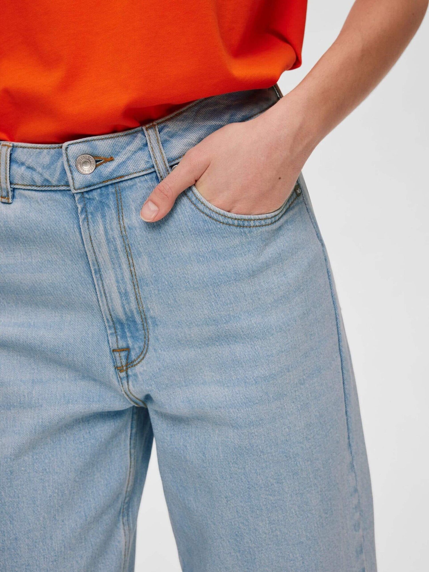 SLFAlice HW Wide Lon Sky - Light Blue DENIM