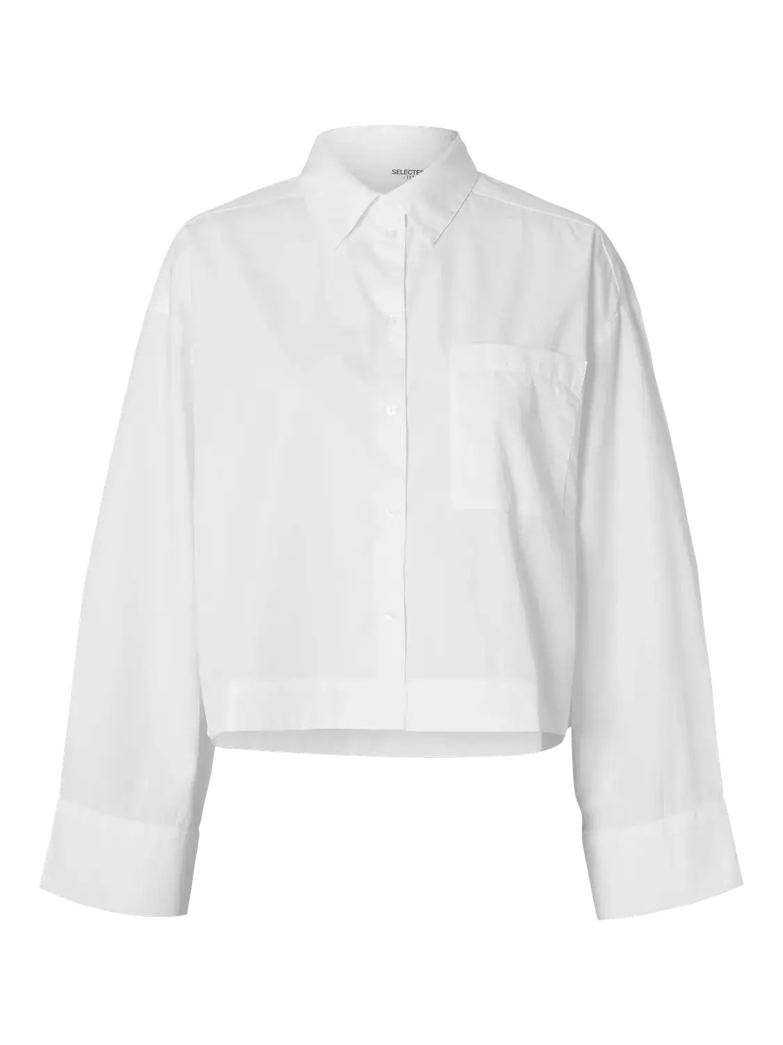 SLFASTHA LS CROPPED BOXY SHIRT NOOS - Bright White