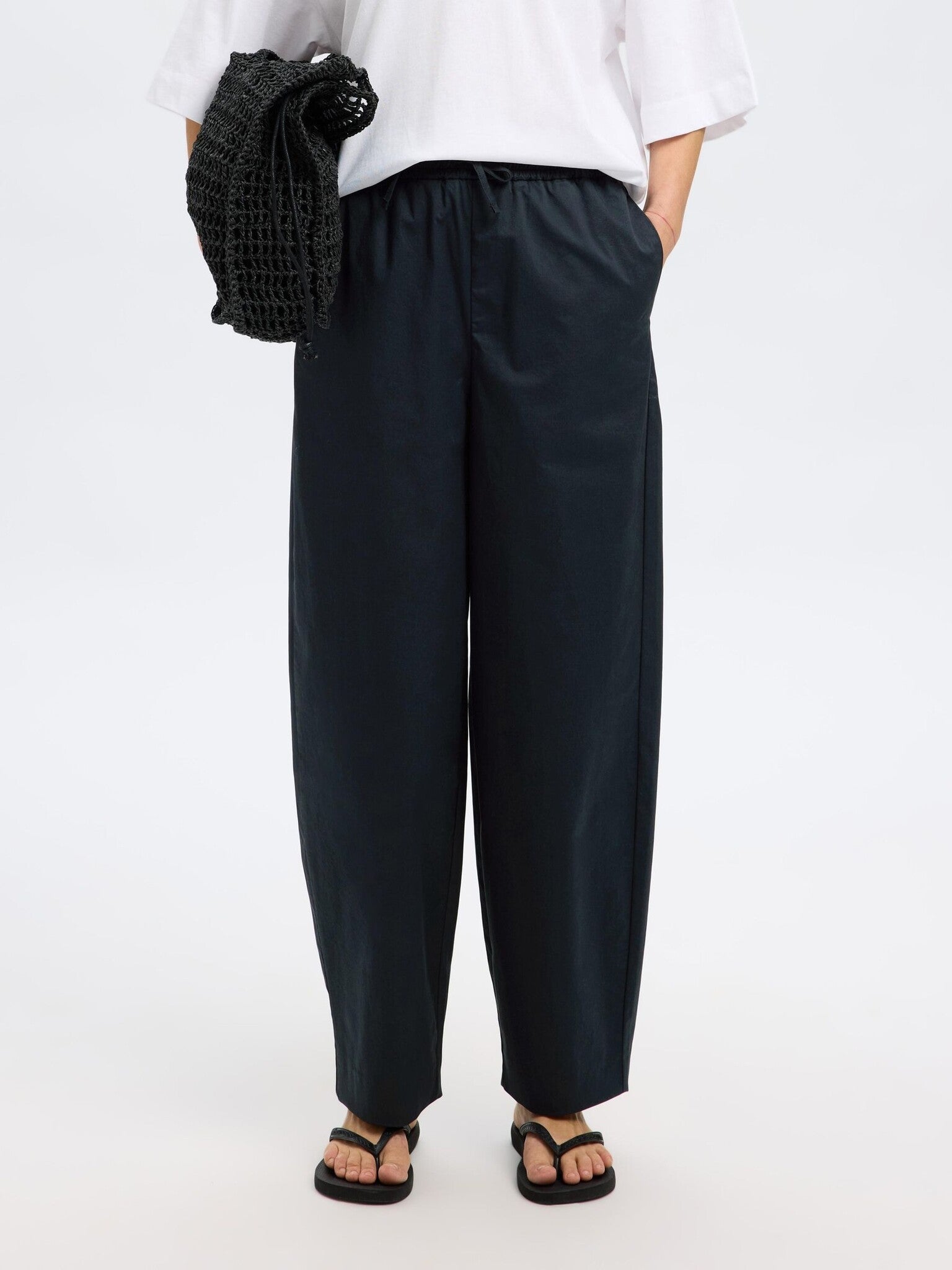 SLFJuma hw Loose Barrel Pant - Black