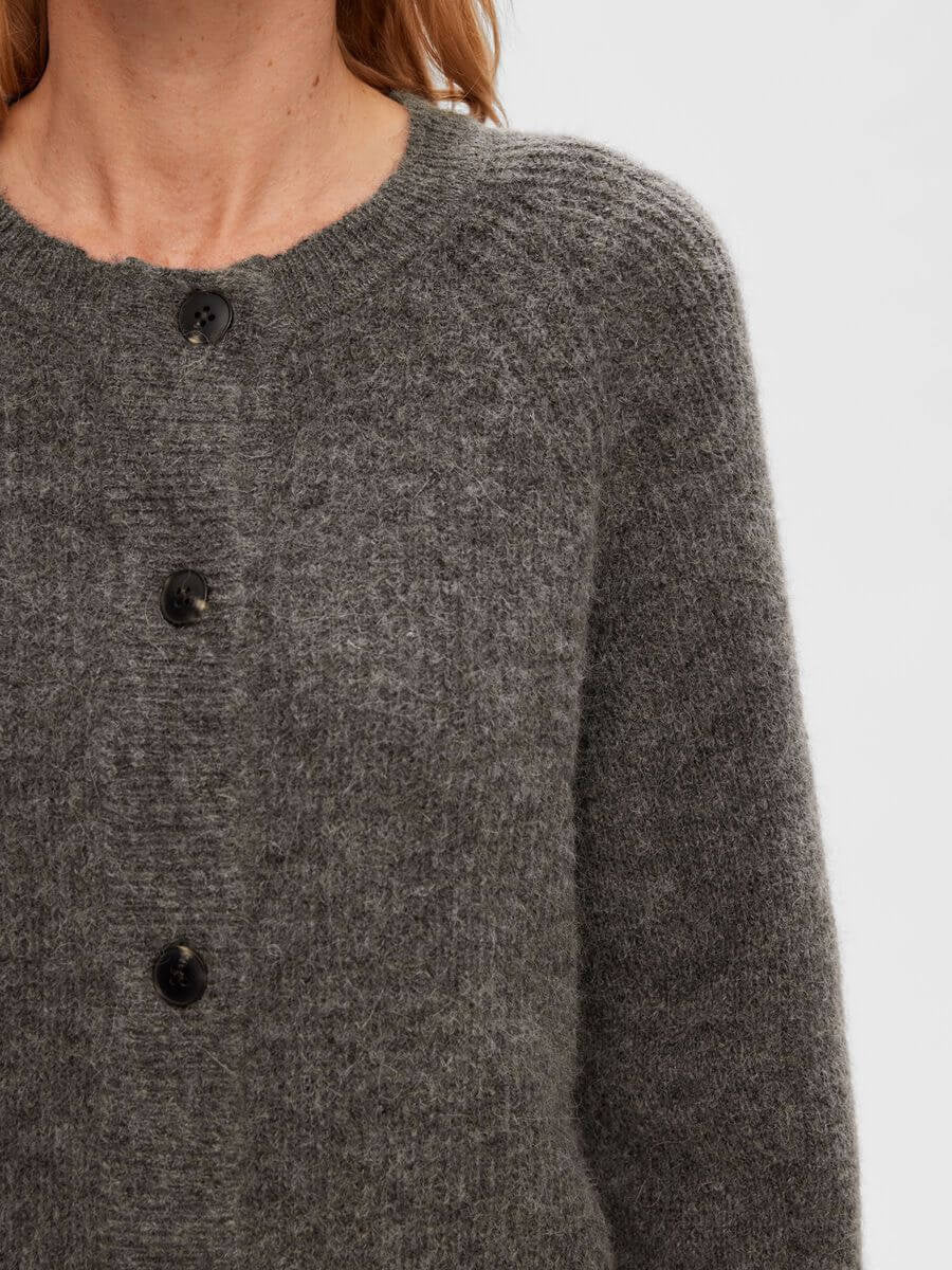 SLFLULU LS short cardigan - med grey