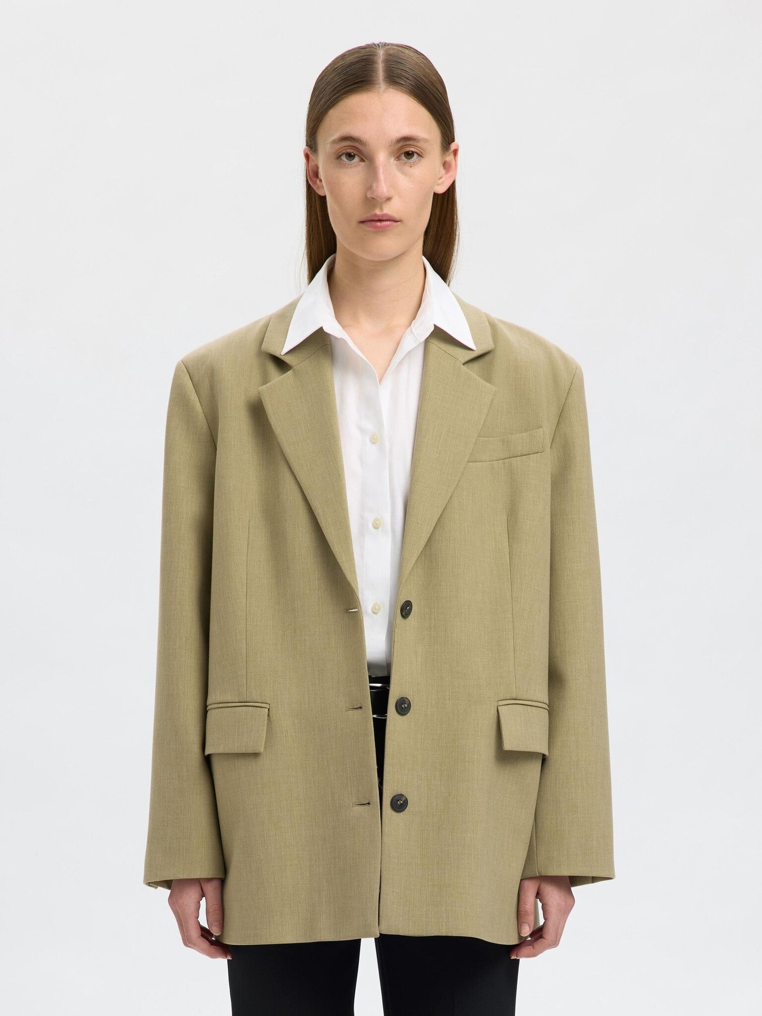 slfoversized-rita lano blazer - Slate green mel.