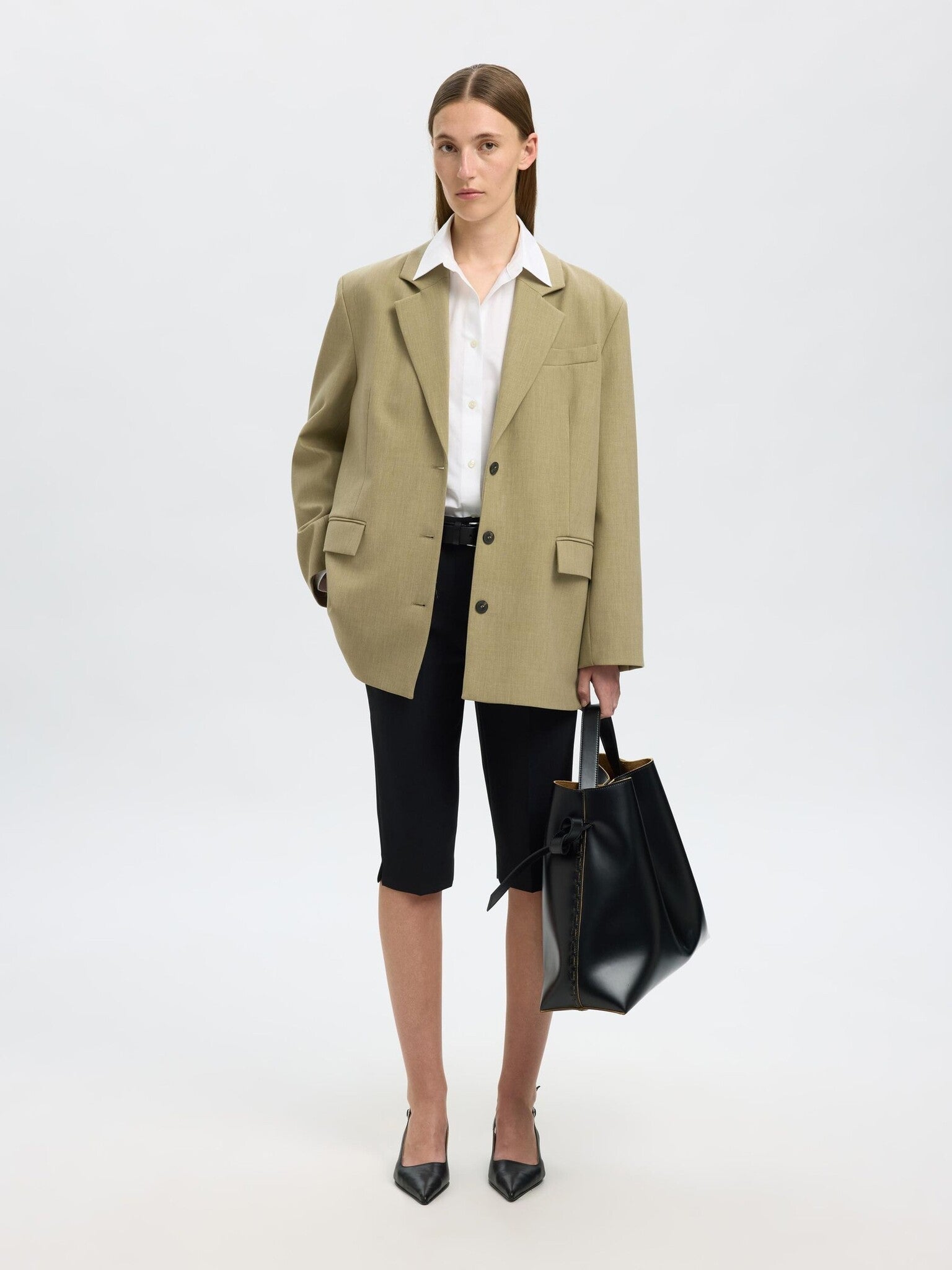 slfoversized-rita lano blazer - Slate green mel.