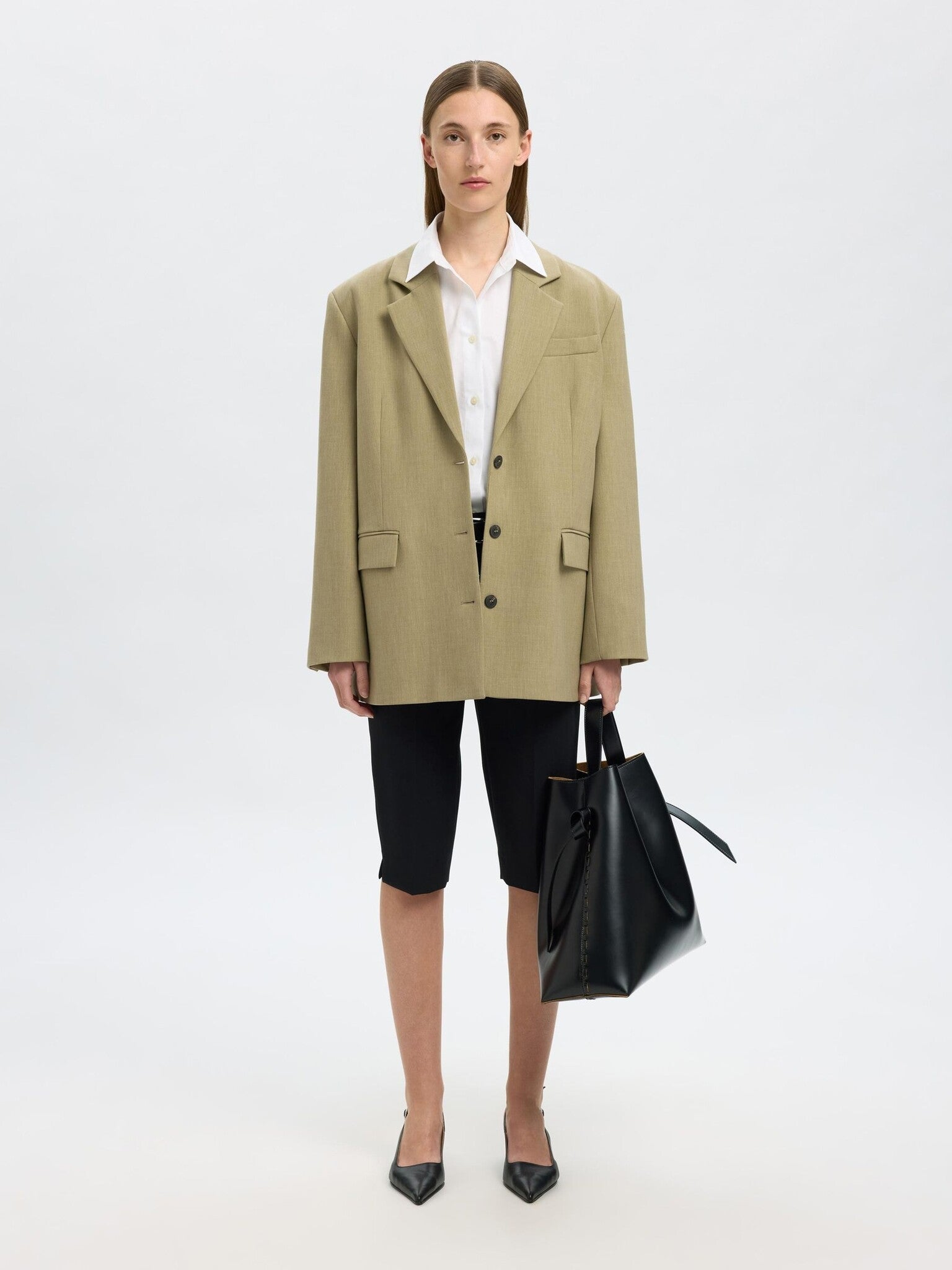 slfoversized-rita lano blazer - Slate green mel.