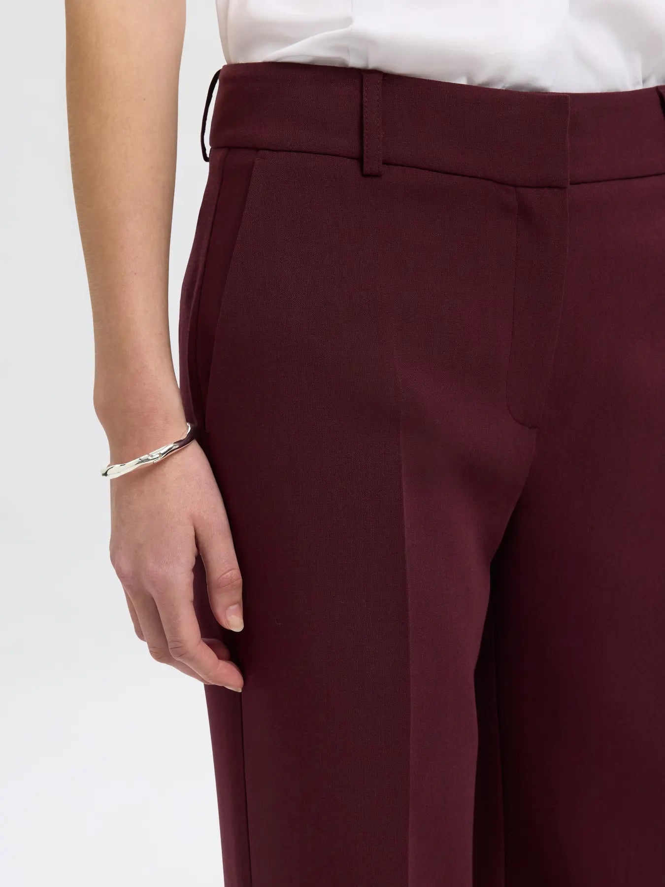 SLFRITA MW WIDE PANT MEL NOOS - Fig melange