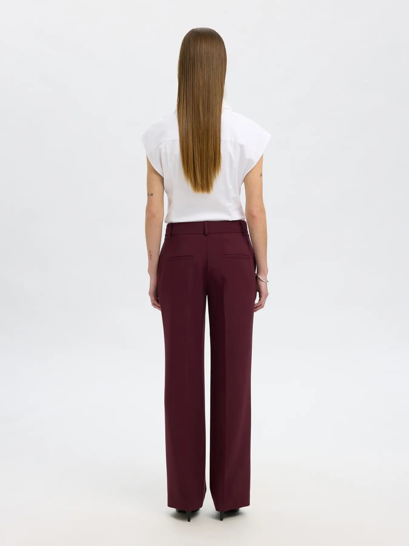 SLFRITA MW WIDE PANT MEL NOOS - Fig melange