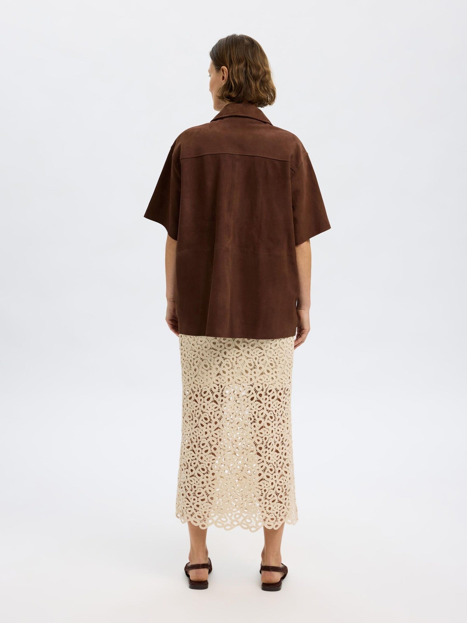 SLFSOPHIE MW SUEDE SHIRT - Chestnut