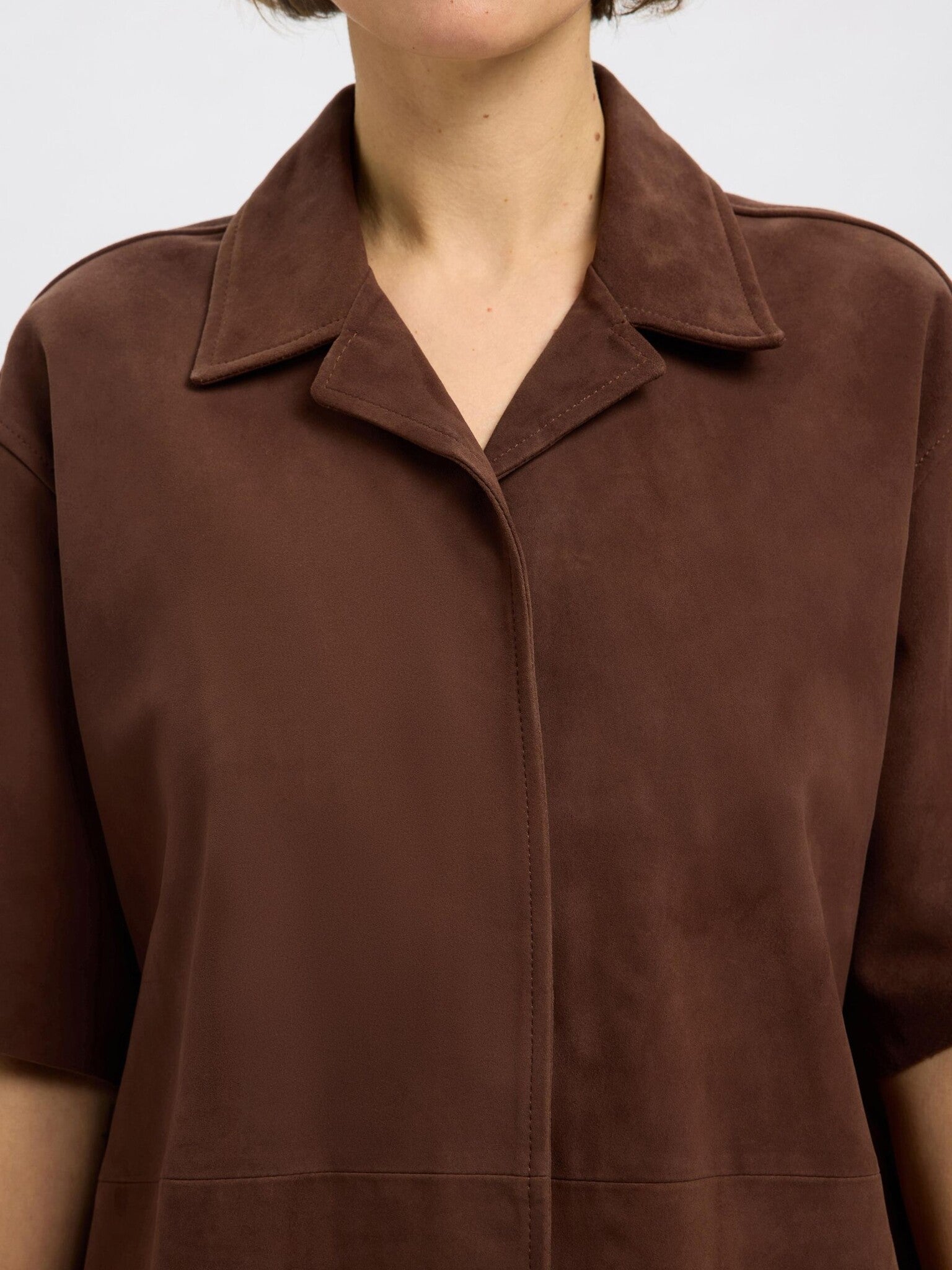 SLFSOPHIE MW SUEDE SHIRT - Chestnut
