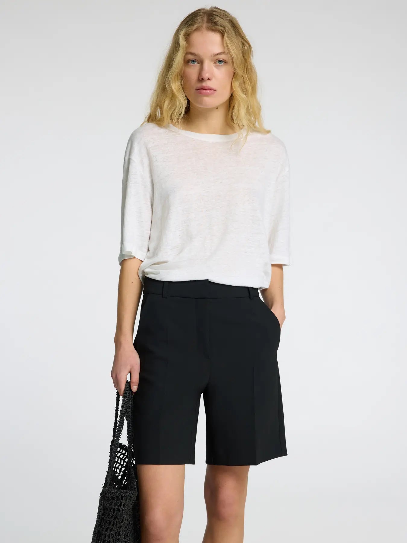 Vilja Linen SS Tee - Bright White