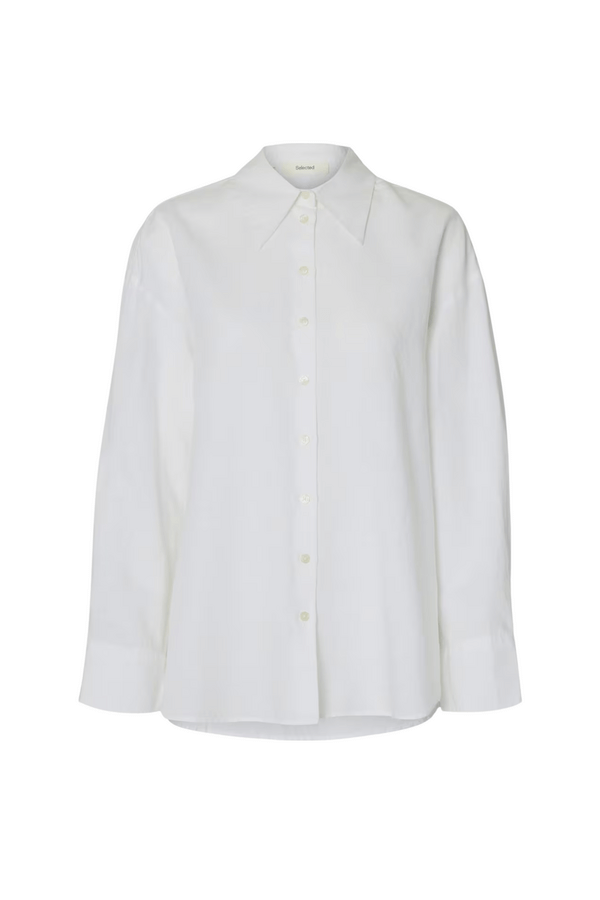 SLFcleo Oversize Linen Blend Shirt - Bright White
