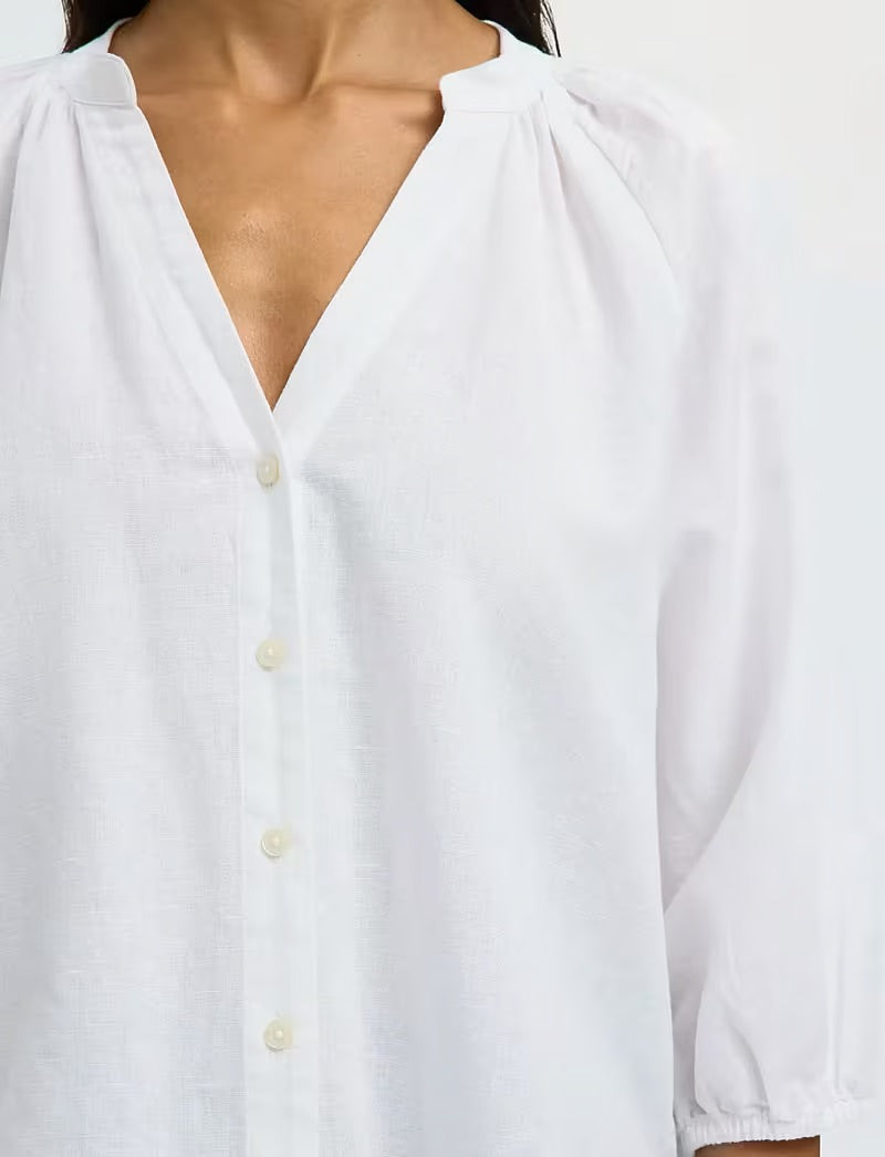 SLFcleo-Alberta Linen Blend Shirt - Bright White