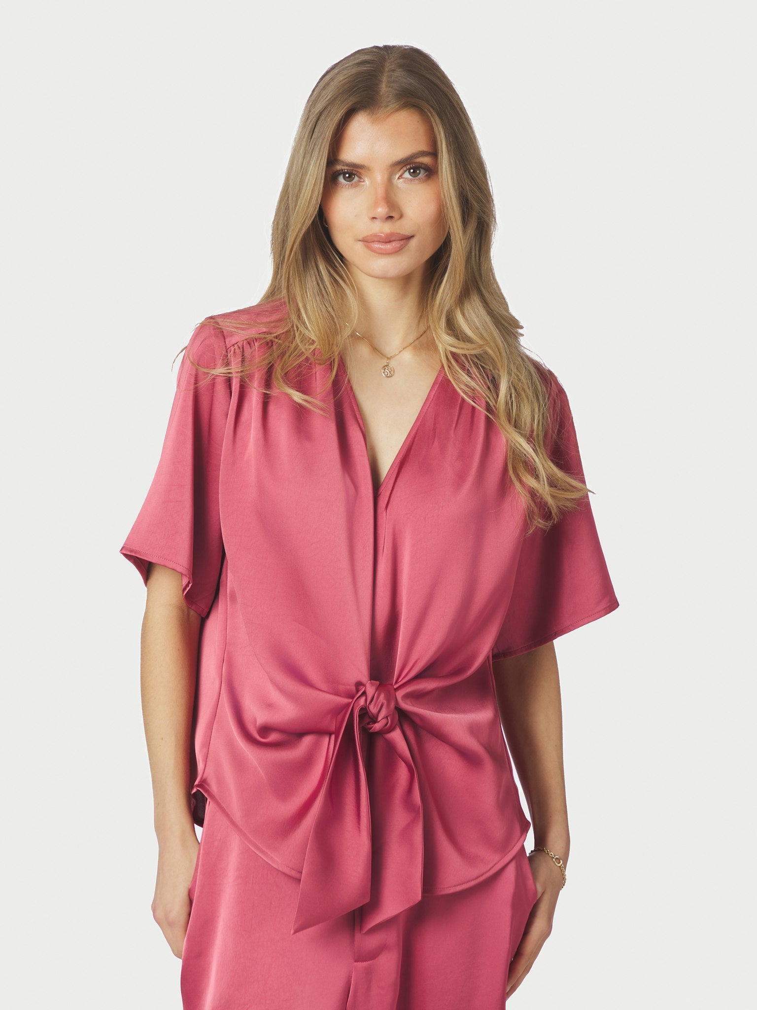 Casadia Heavy Sateen Blouse - Cherry Pink