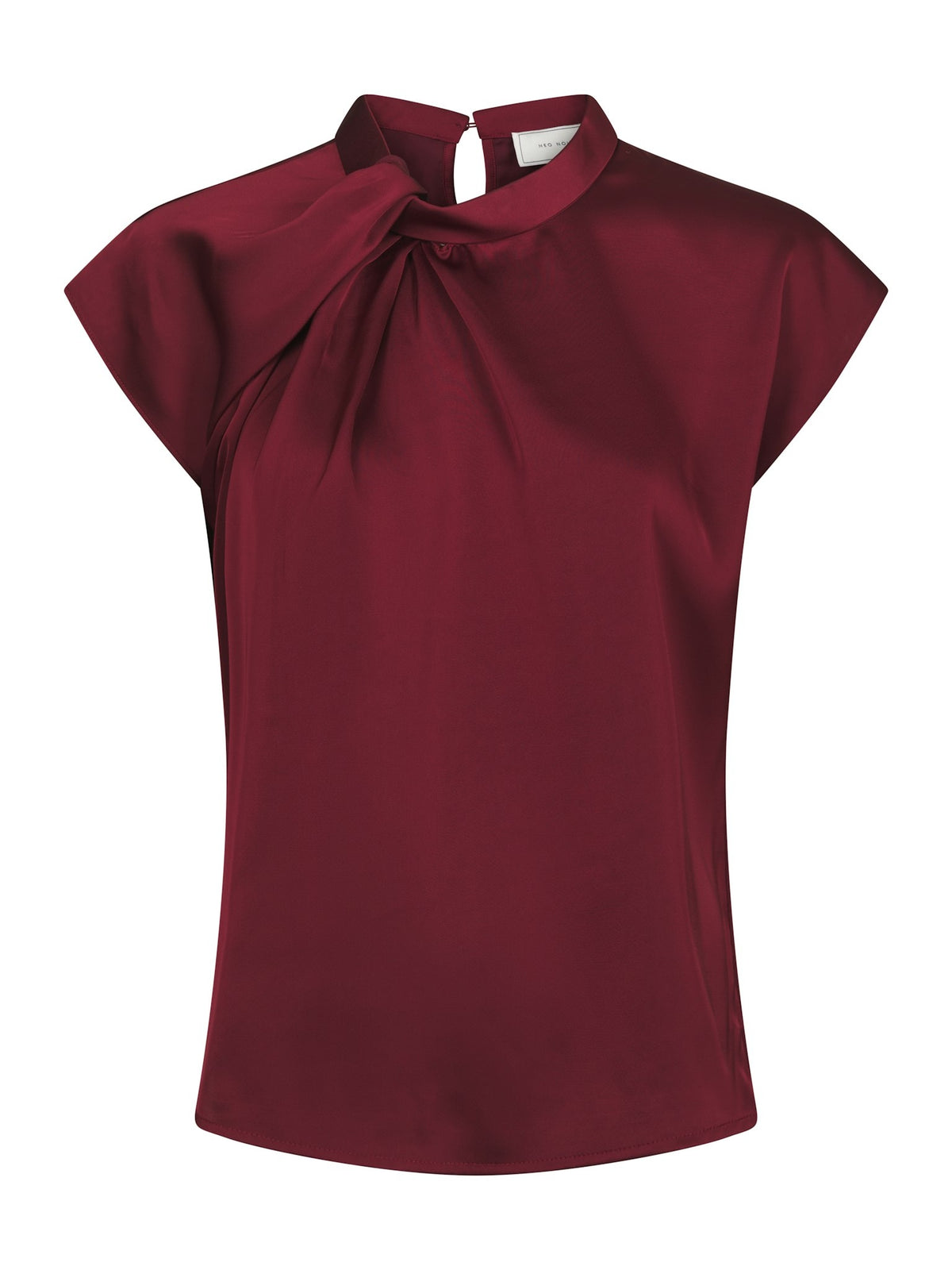 Fleur Drapy Satin Blouse - Burgundy