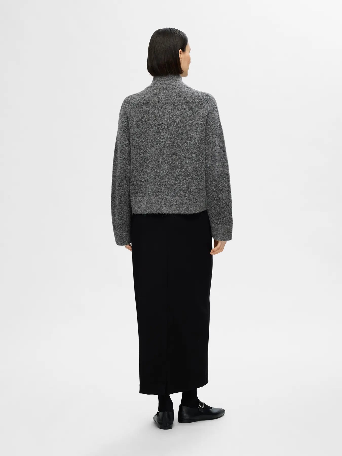 SLFsia Knit Zipper Cardigan - Grey Melange