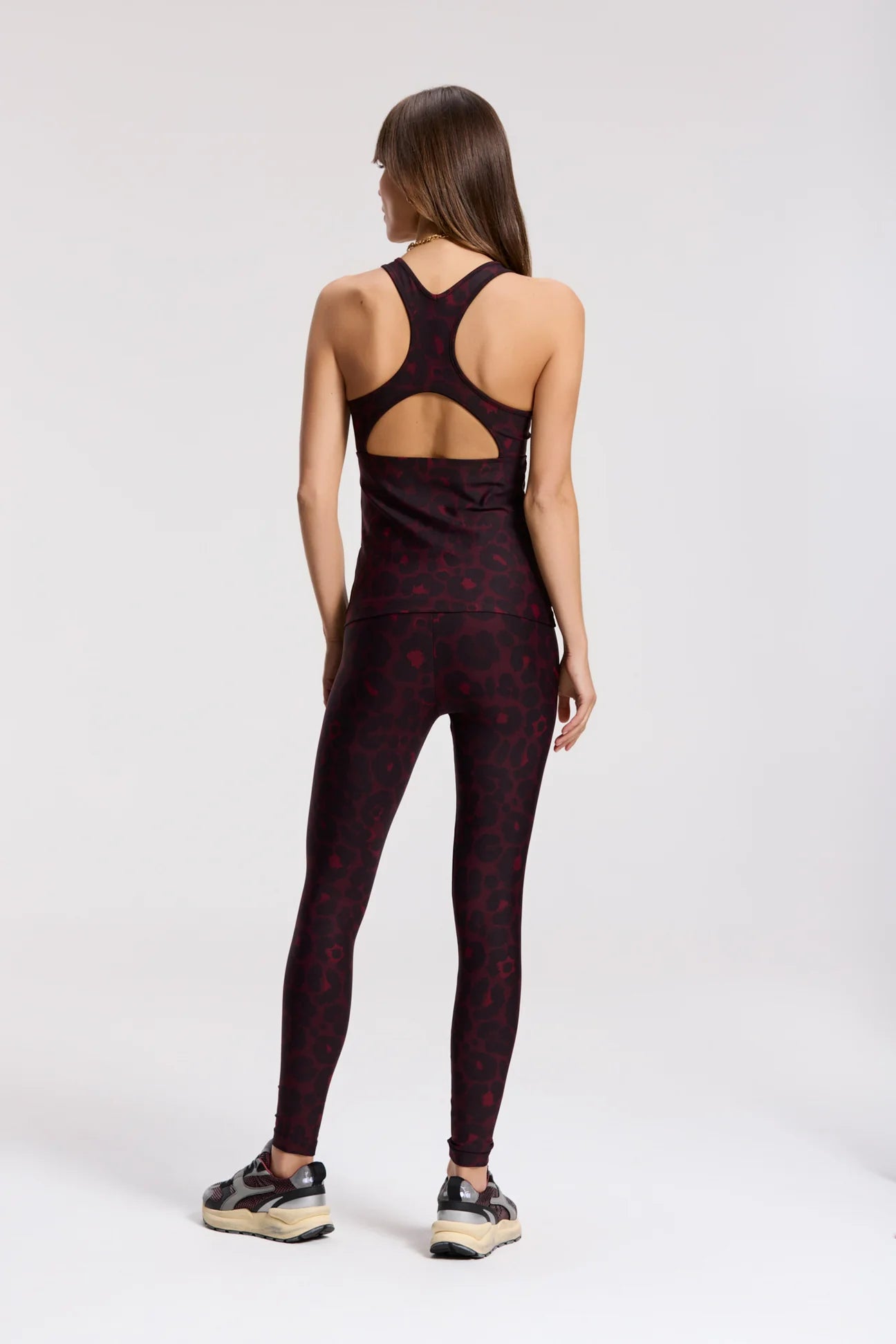 Classic Leggings High Waistband - Leopard Bordeaux