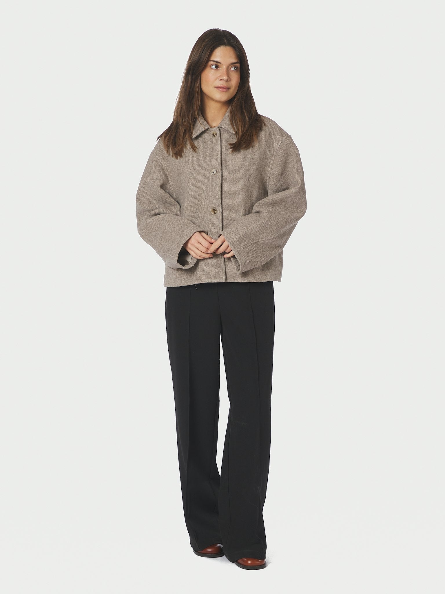 Hamra Herringbone Twill Jacket - Beige Melange