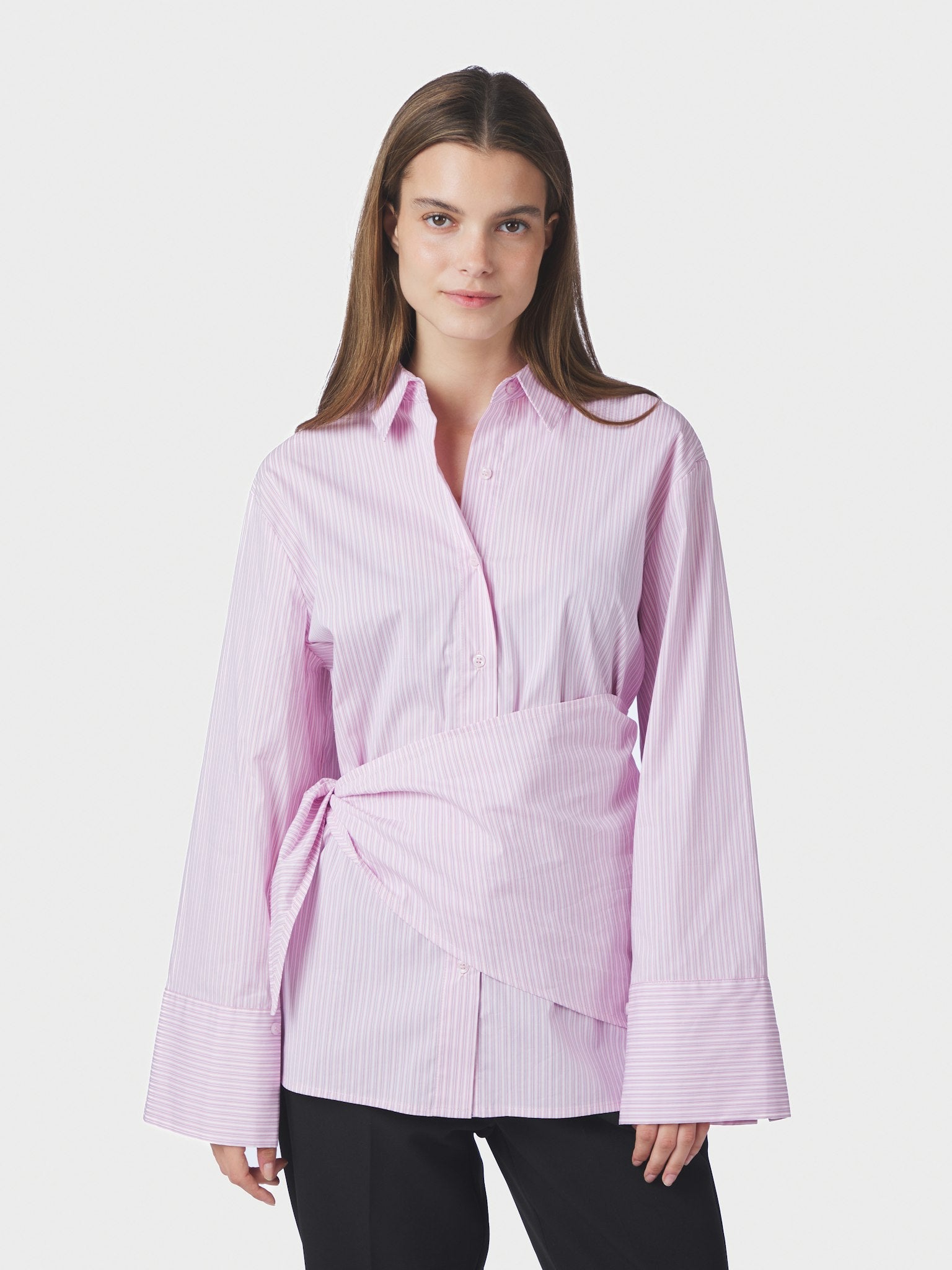 Dita Scarf Stripe Shirt - Light Pink