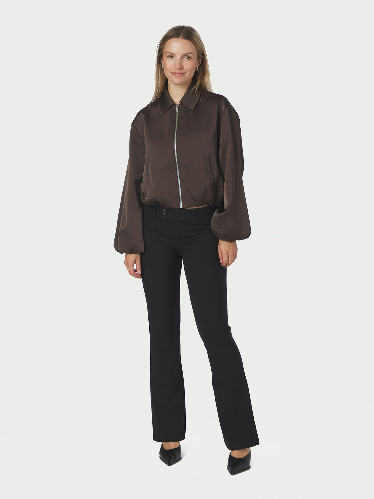 Denielle Heavy Sateen Jacket - Dark Brown
