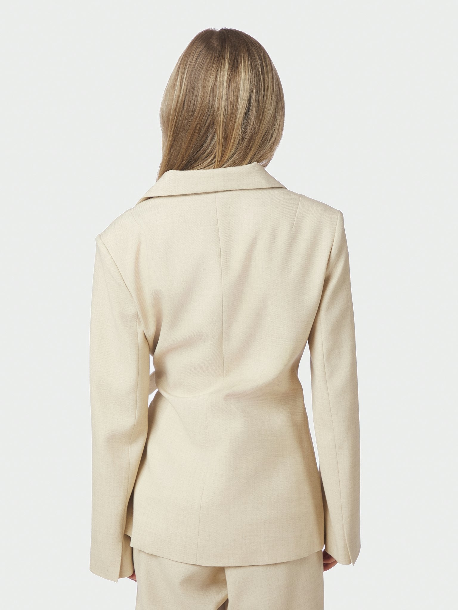 Carmia Melange Tie Blazer - Beige Melange