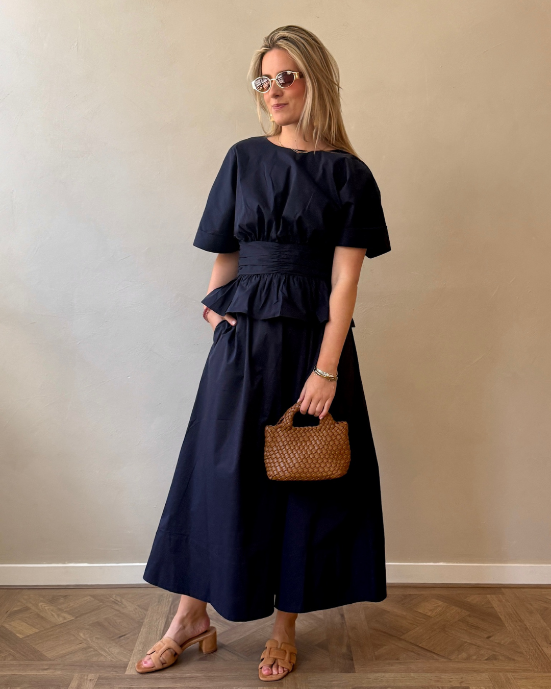 Blue poplin look