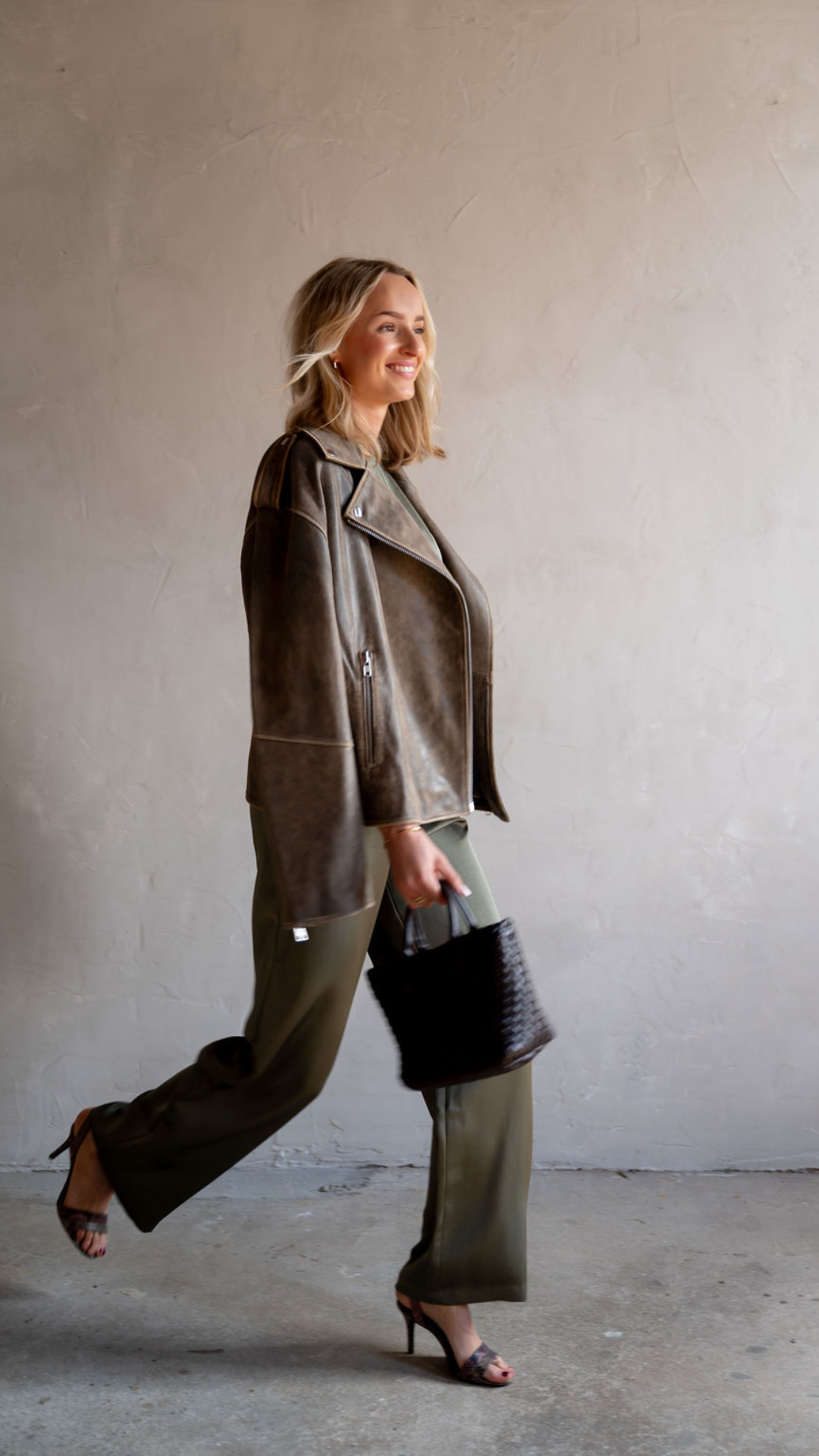 Green & leather look