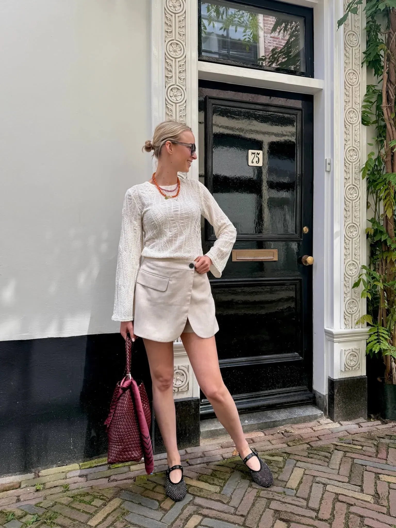 Nude skort look