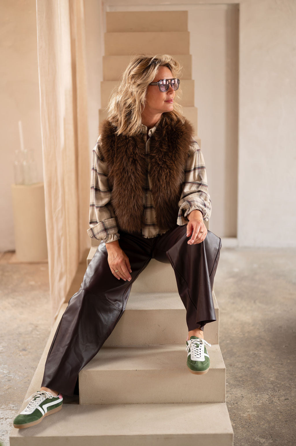 Fluffy Check Look