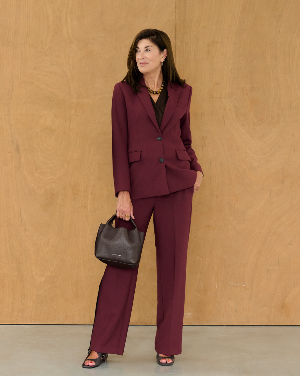 Burgundy suit look